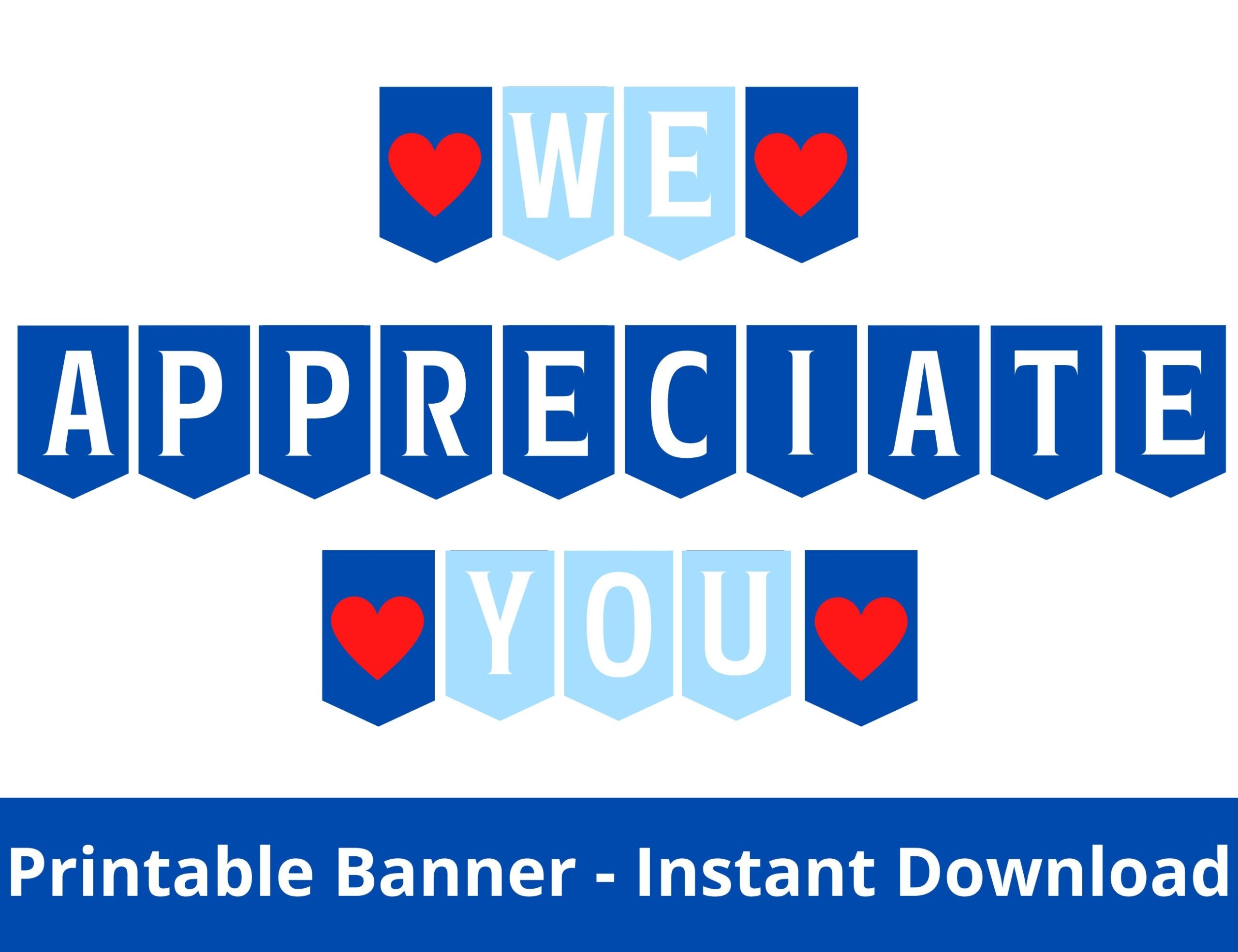 We Appreciate You Printable Banner Staff Appreciation Sign Employee Appreciation Employee Recognition Client boss teacher Appreciation Etsy