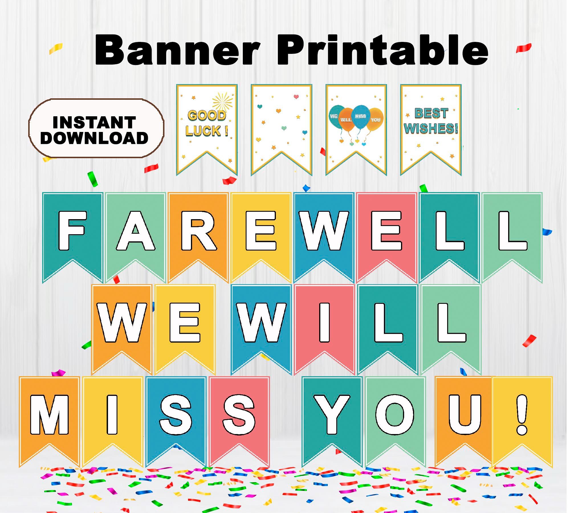 we will miss you banner free printable