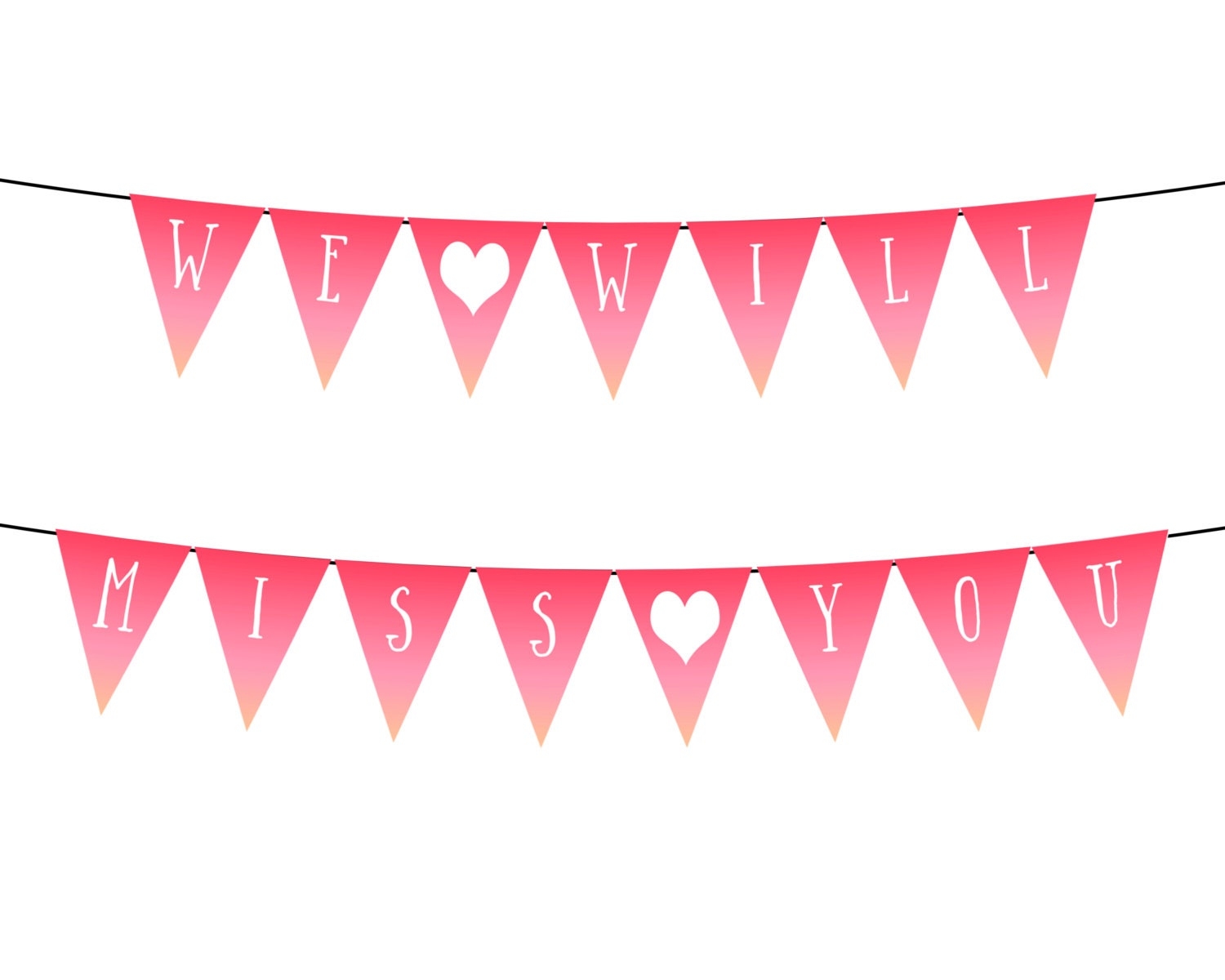 We Will Miss You Heart pink Ombre Printable Party Banner And Decoration Etsy