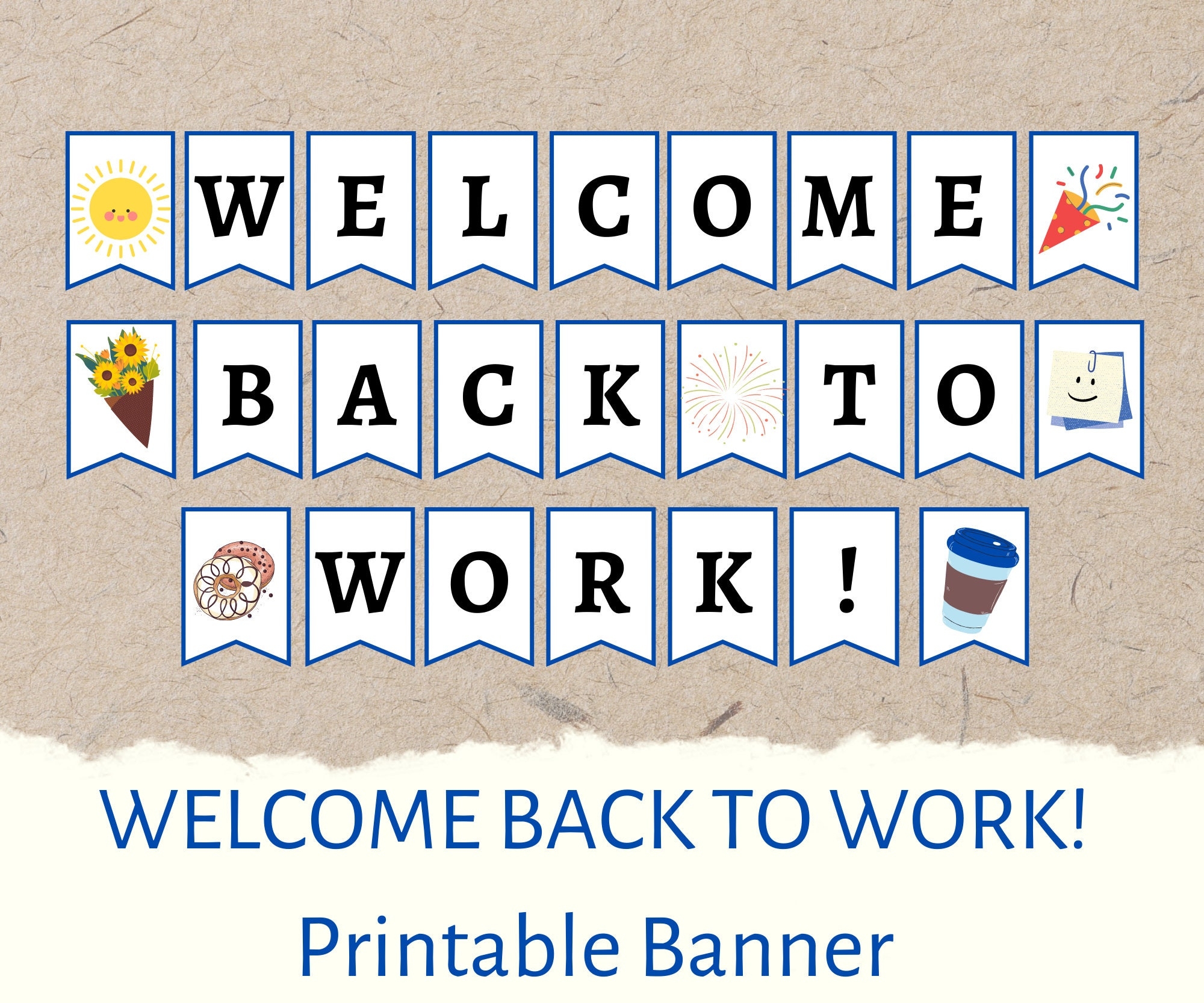 Welcome Back To Work Banner Office Decor Printable digital Download Etsy