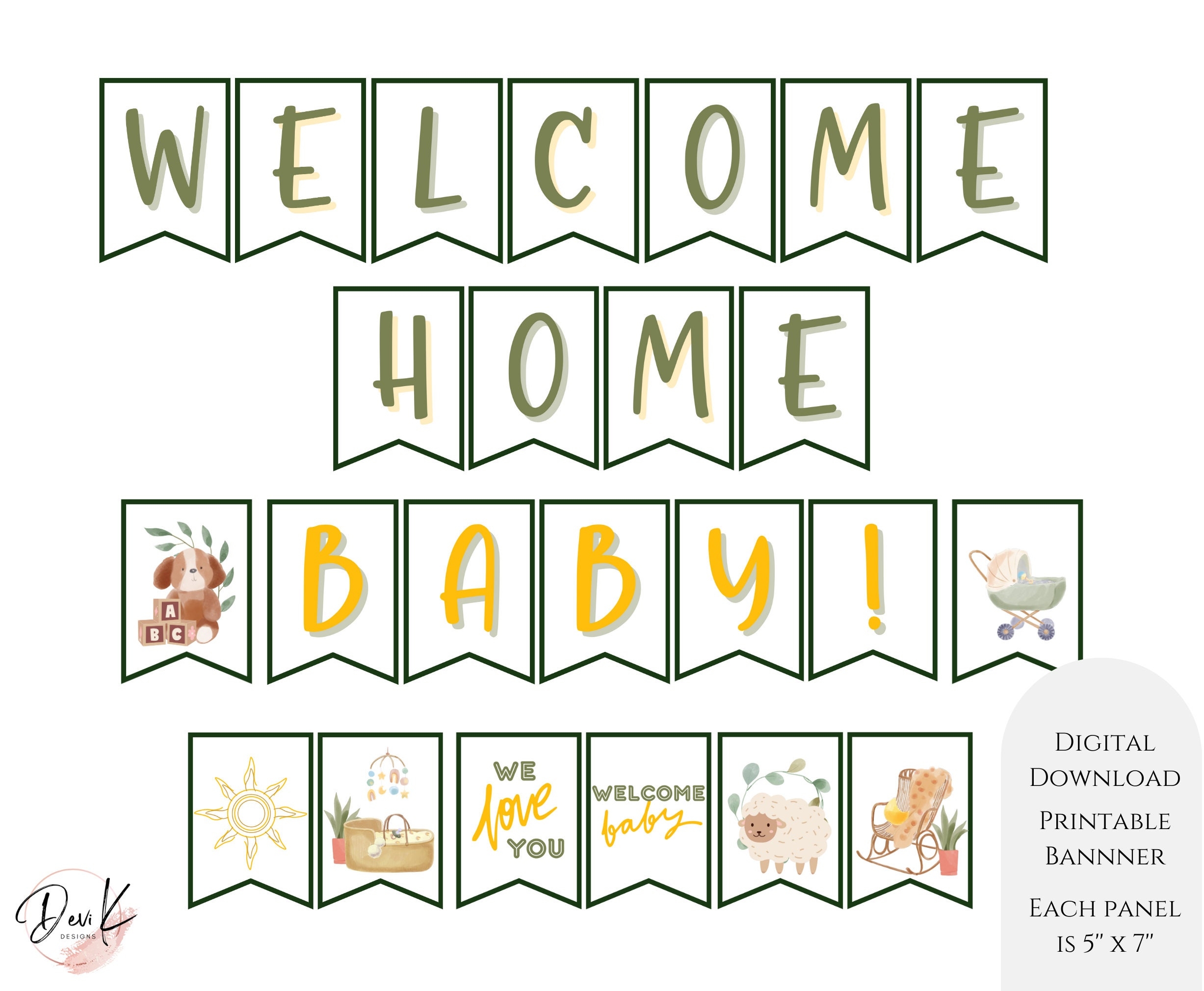 Welcome Home Baby Boho Banner PRINTABLE Banner Welcome Garland Homecoming Banner Boy And Girl Banner Bunting We Love You Baby PDF Etsy