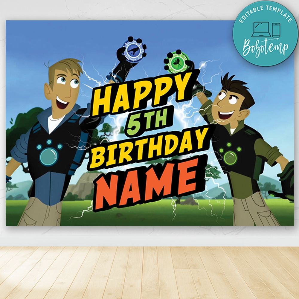 Wild Kratts Birthday Party Banner Backdrop Printable DIY Bobotemp