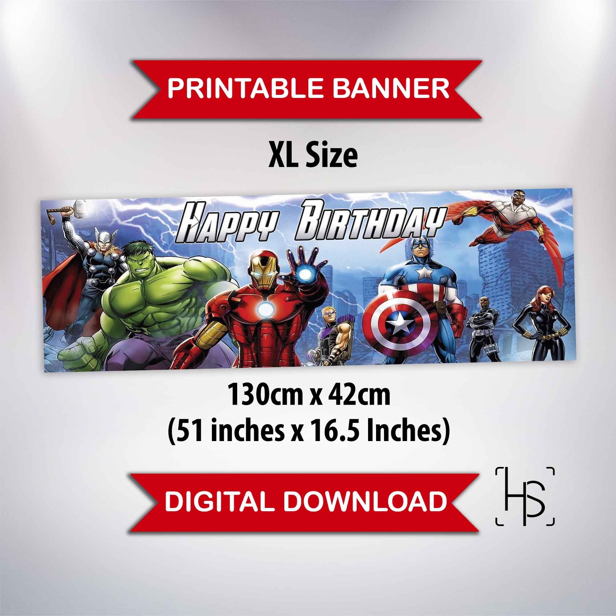 XL Marvel Avengers Digital Download Banner Birthday Printable In Store Etsy