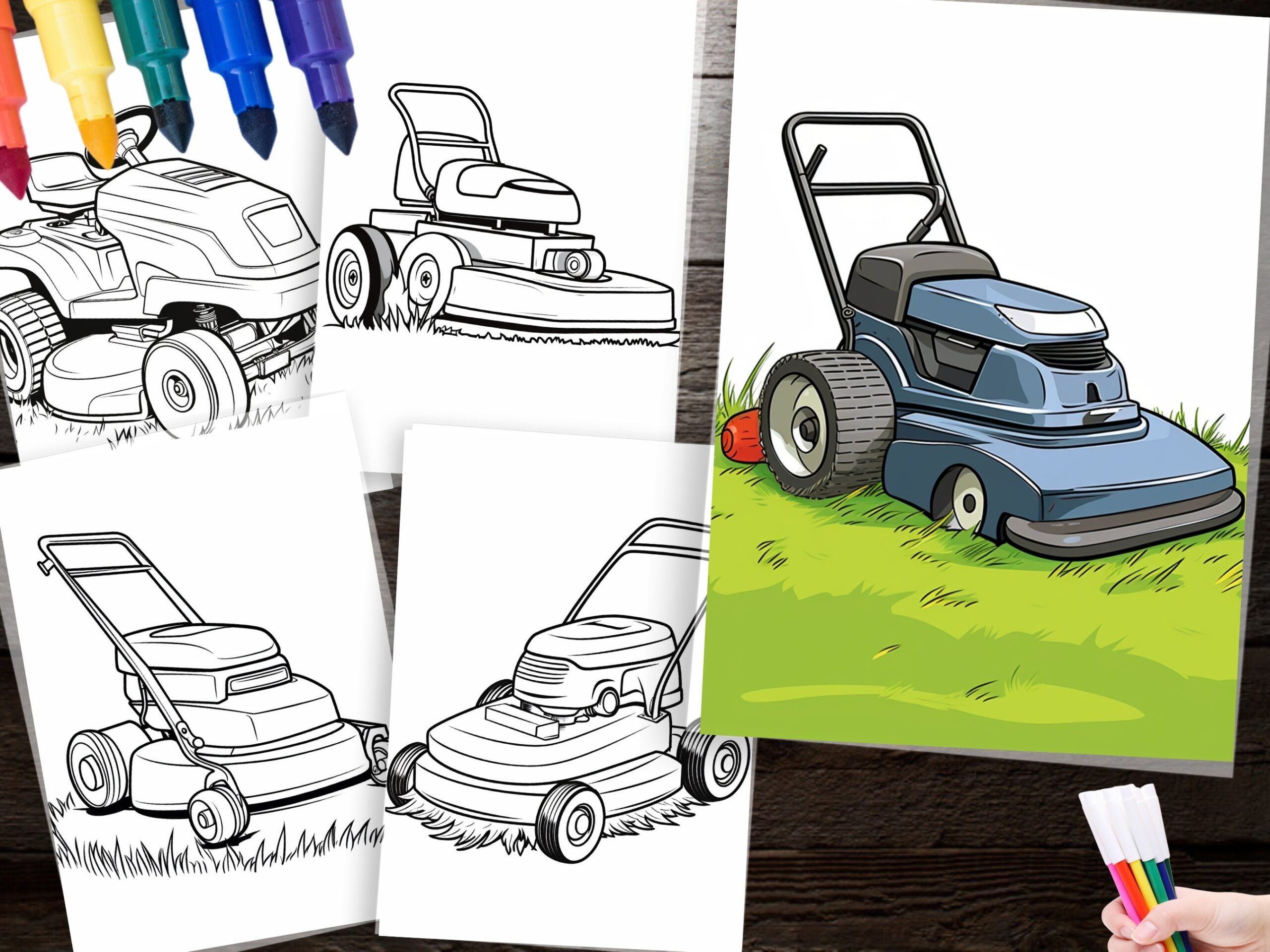 150 Lawn Mower Coloring Pages For Kids Adults instant Download PDF Etsy