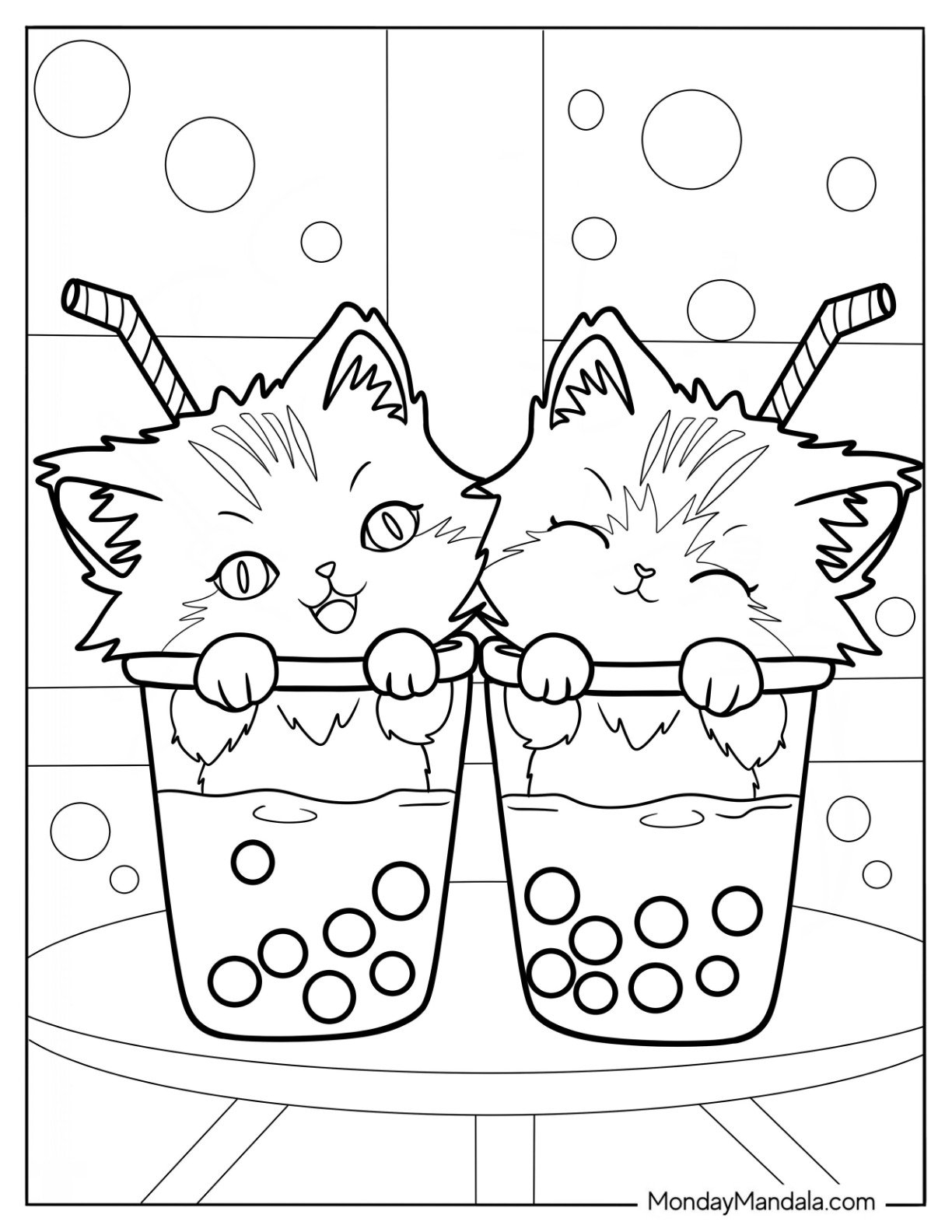 boba cat coloring page