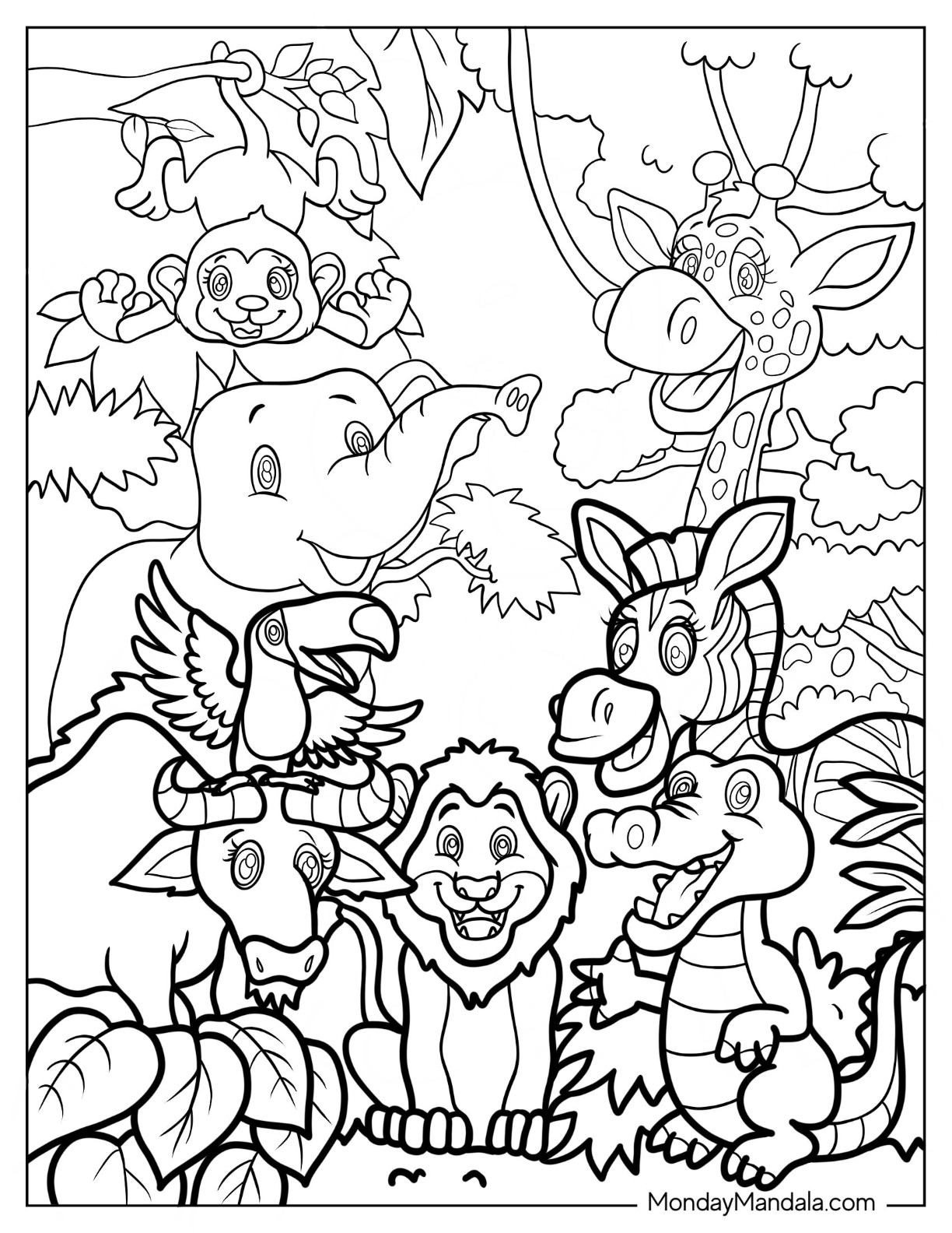 20 Jungle Coloring Pages Free PDF Printables Worksheets Library