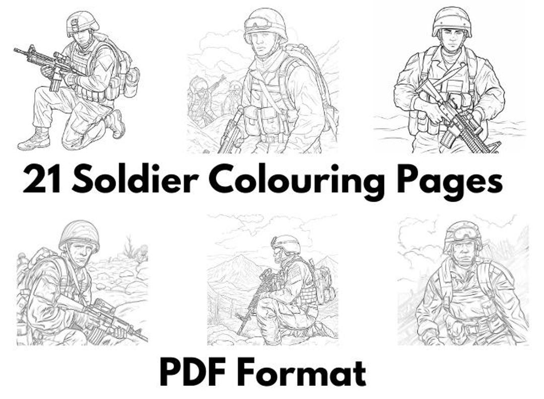 21 Soldier Colouring Pages A4 PDF Format Etsy