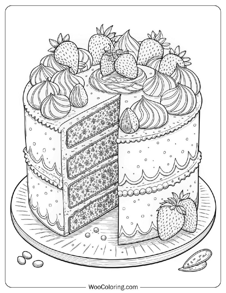 36 Cake Coloring Pages Free PDF To Print Woo Coloring