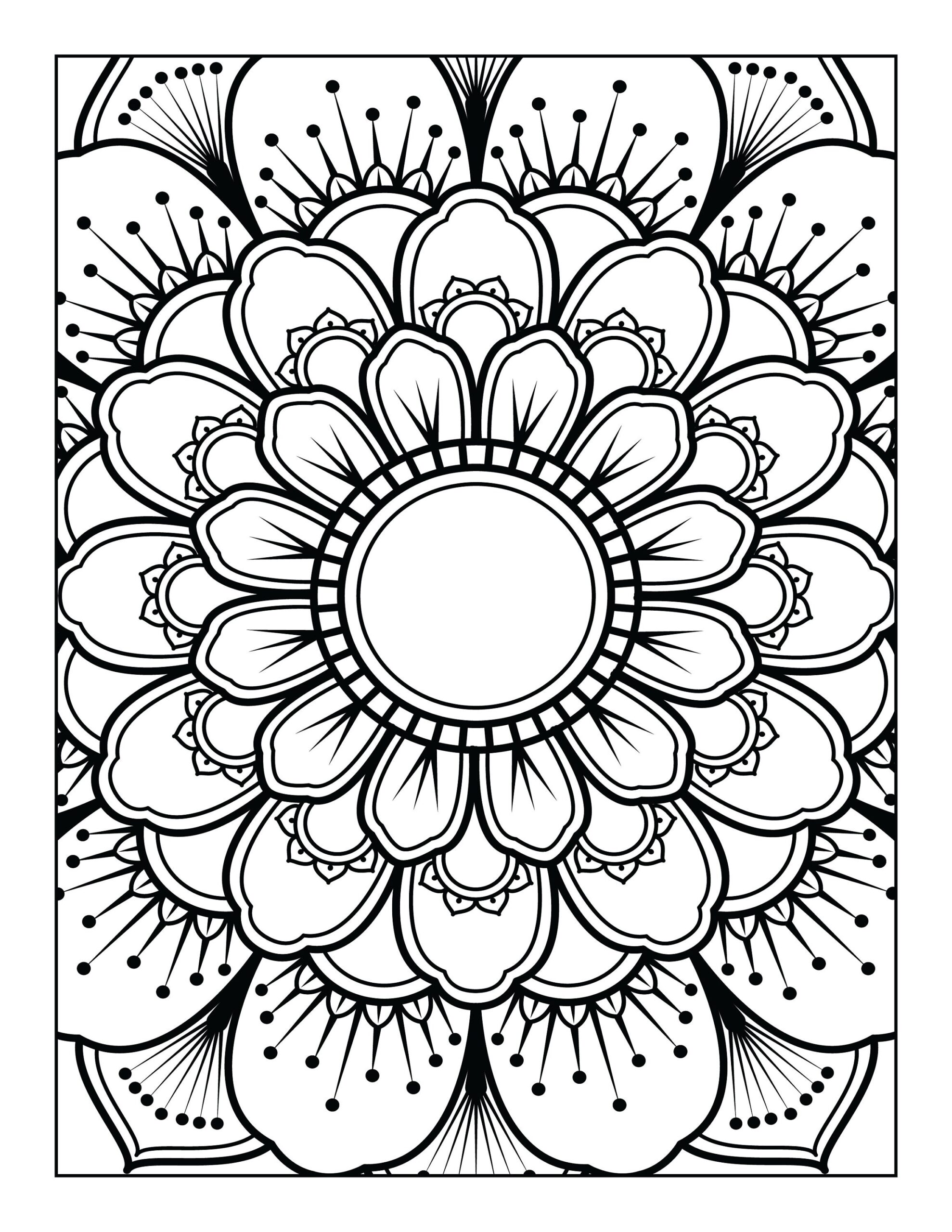 5 Printable Mandala adult Coloring Pages Floral Easy Coloring Book Mandalas Etsy