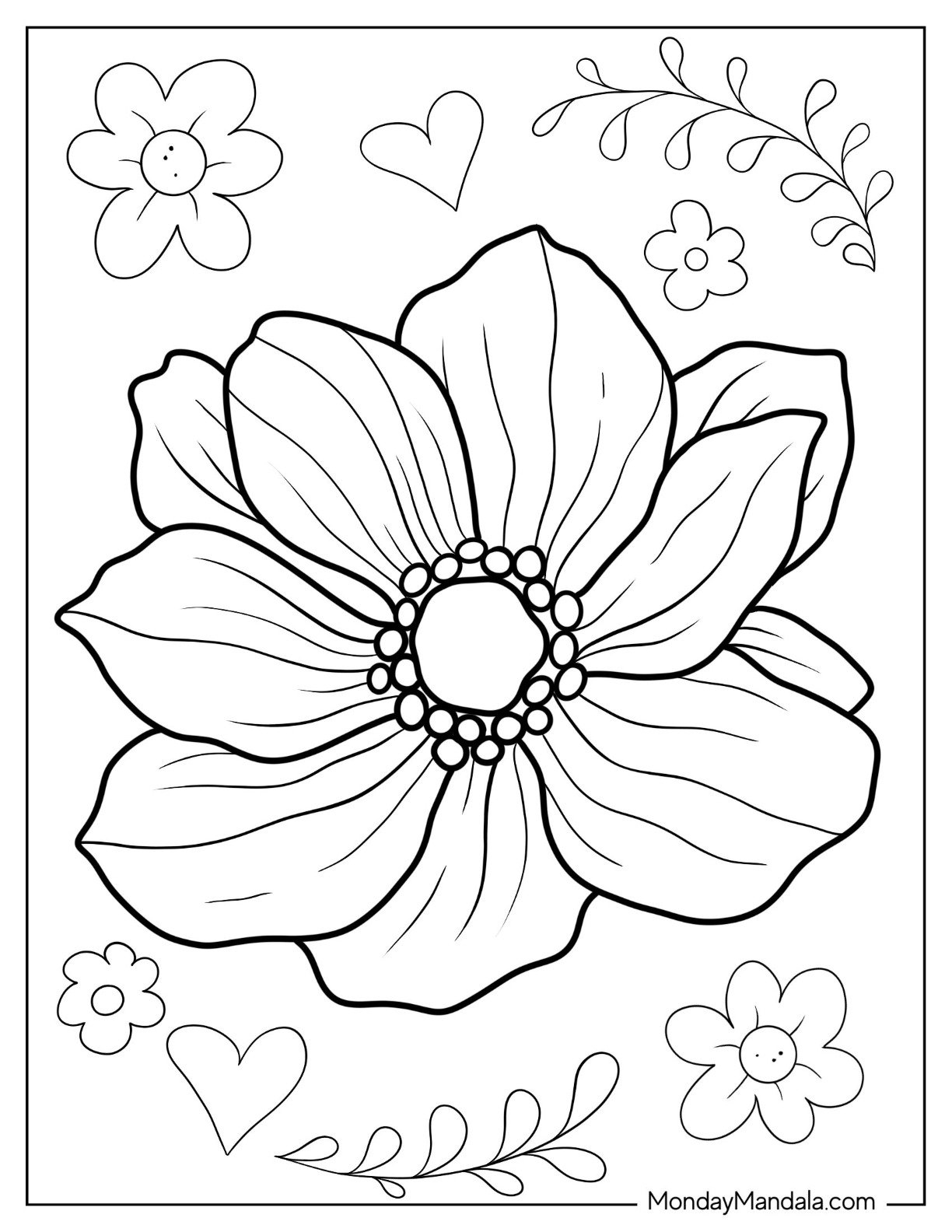 flower coloring pages for adults pdf