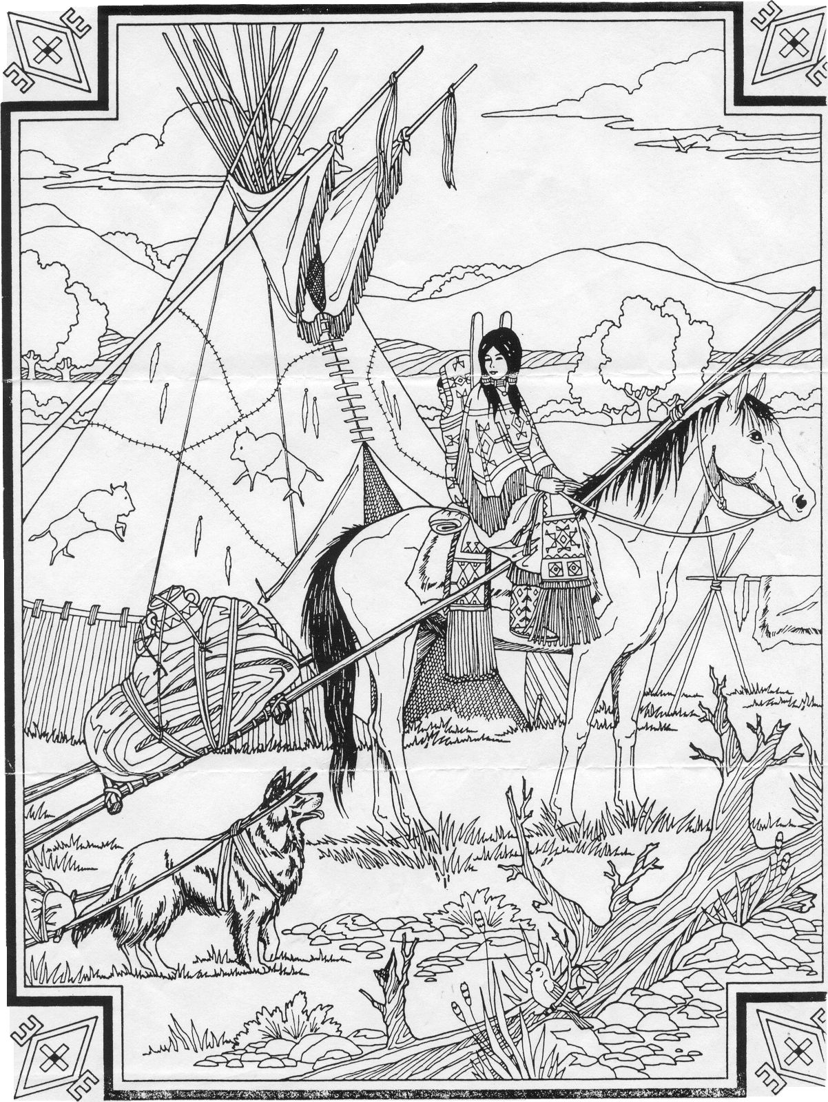 free printable native american coloring pages for adults