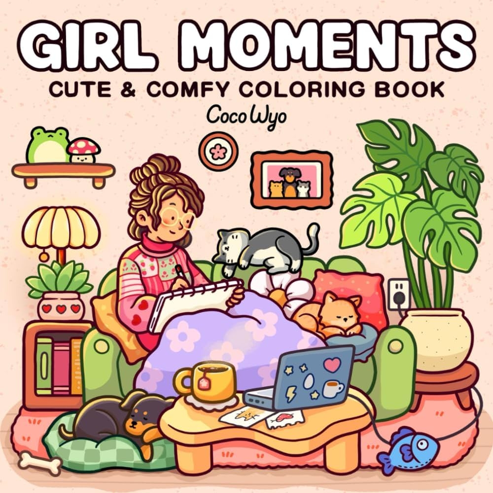 Amazon Girl Moments Coloring Book For Adults And Teens Featuring Cute Cozy Daily Activities For Relaxation Cozy Spaces Coloring 9798344507460 Wyo Coco Books