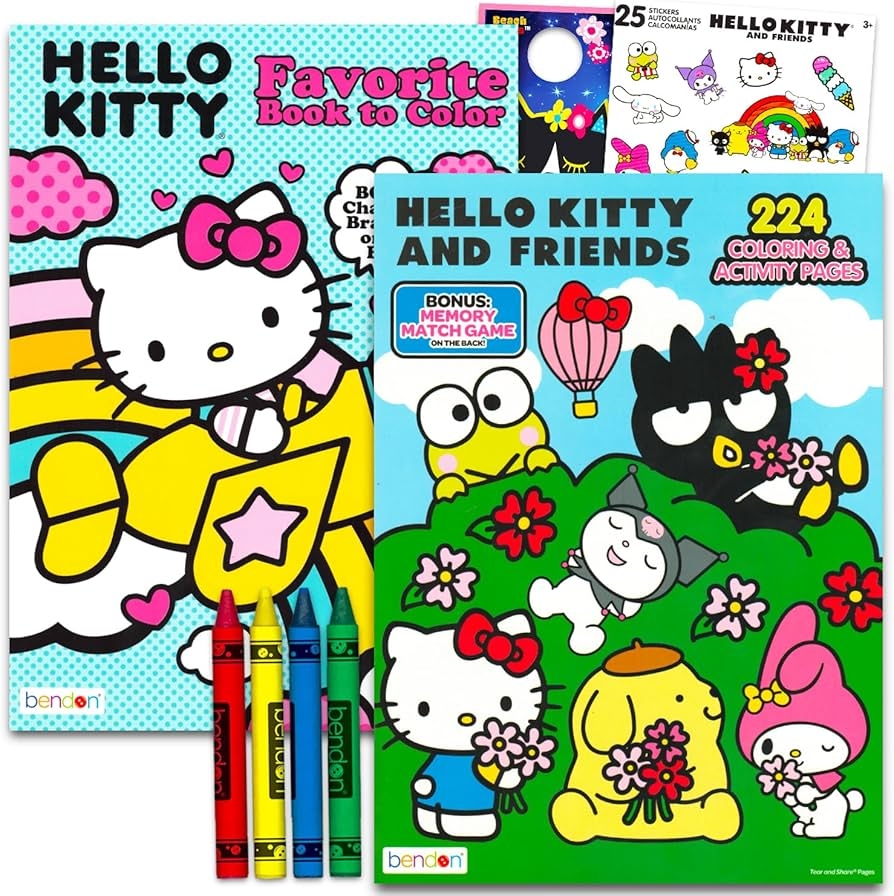 Amazon SANRIO Hello Kitty And Friends Coloring Book Jumbo Set Bundle Activity Book Featuring My Melody Kuromi Keroppi More Plus Stickers Crayons Hello Kitty Coloring Set For Girls Kids 