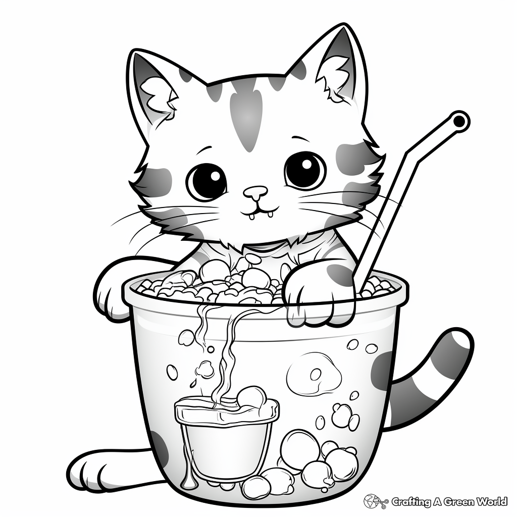 Animals Drinking Boba Coloring Pages Free Printable 