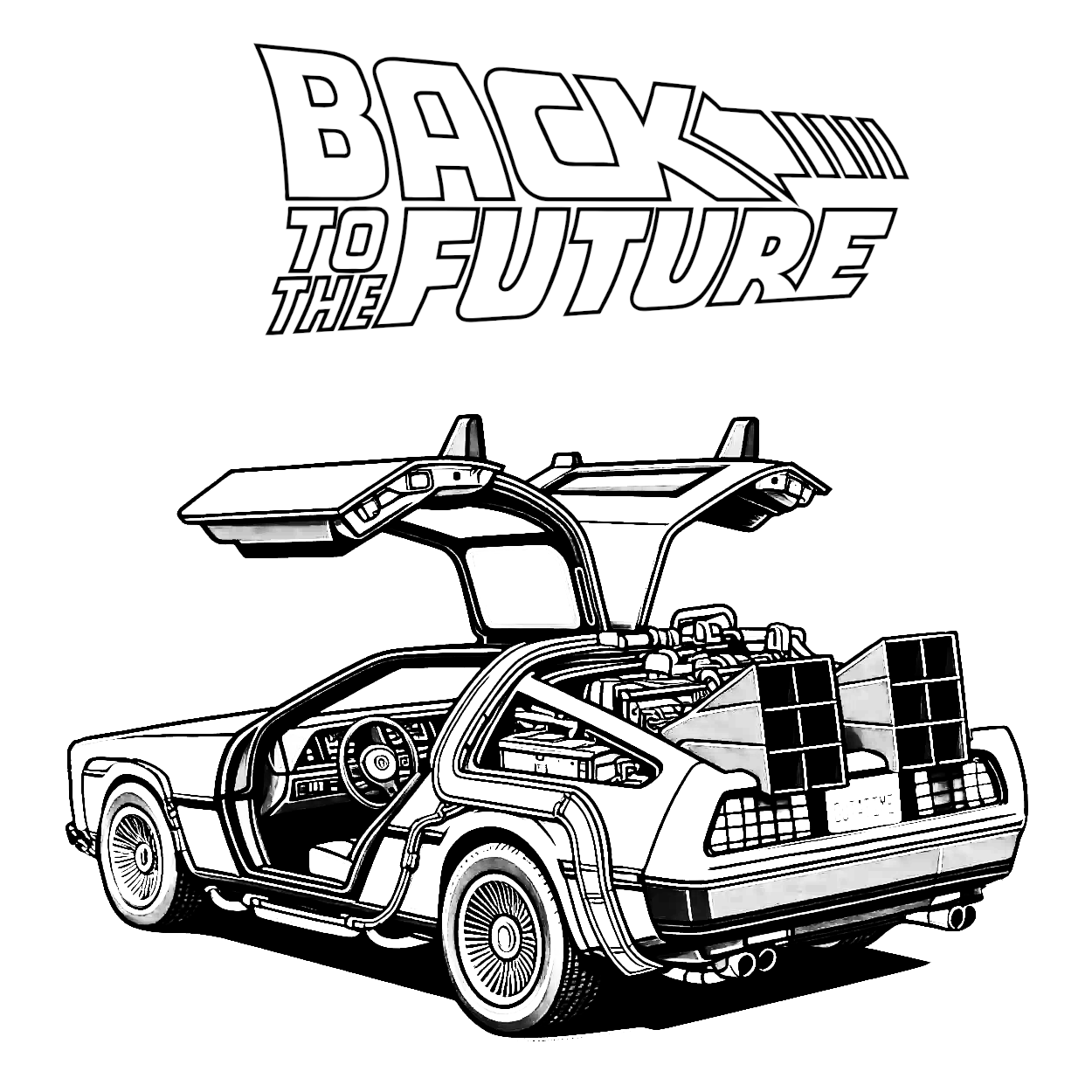 Back To The Future Movie Delorean Time Machine Car Coloring Page