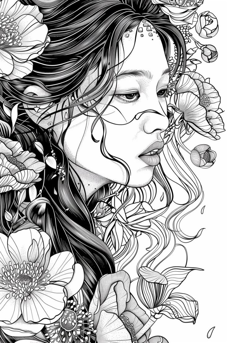 Beautiful Asian Woman Coloring Page Free Printables Beautiful Asian Woman Coloring Page Free Printables