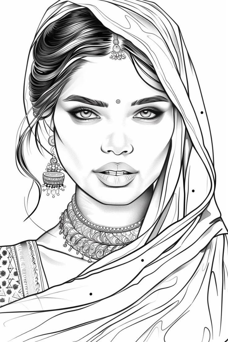 Beautiful Indian Woman Coloring Page Free Printable Beautiful Indian Woman Coloring Page Free Printable