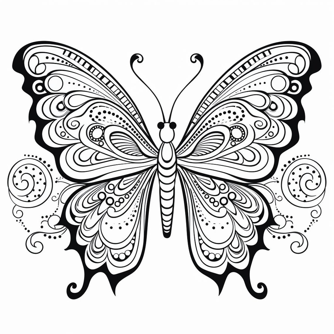 Butterfly Coloring Book Pages 22 Printable Designs PDF Download Etsy