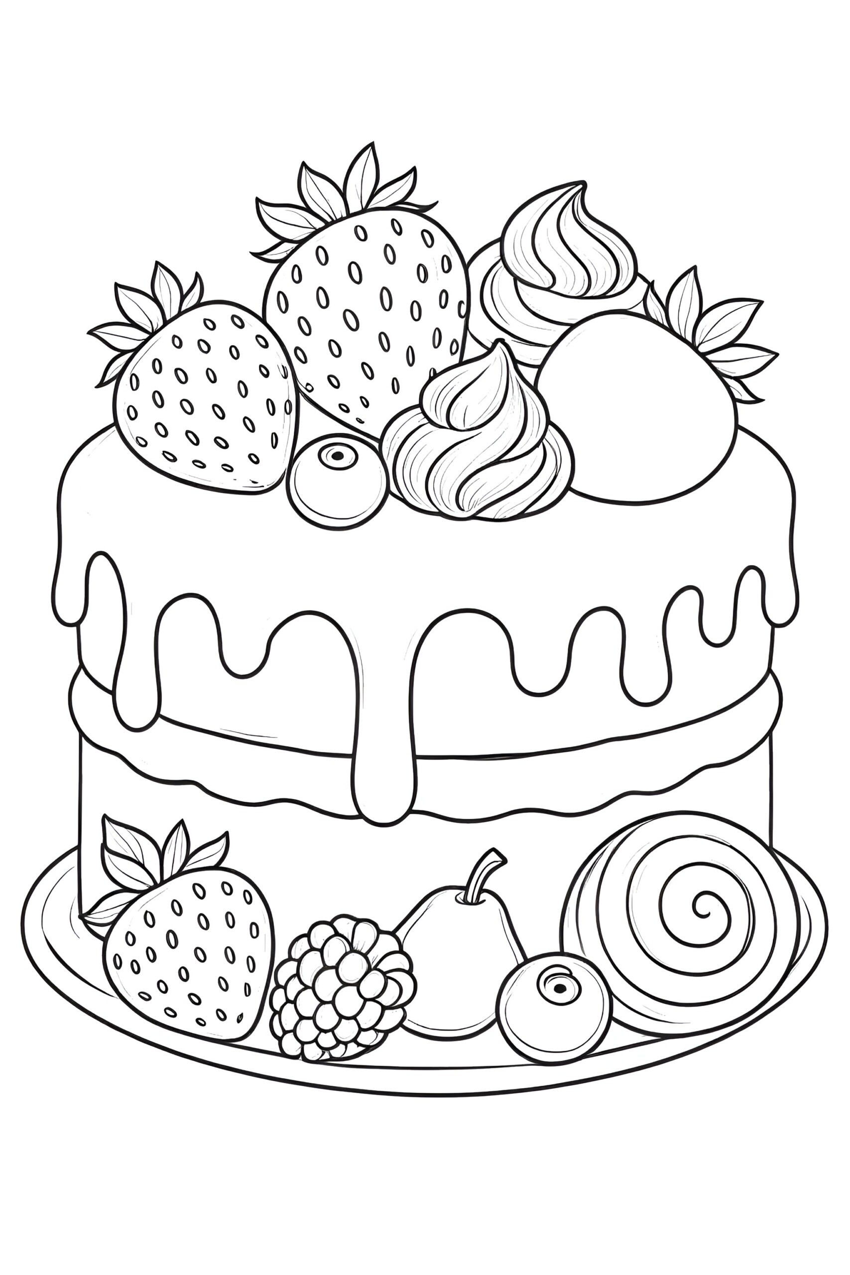 strawberry cake coloring pages