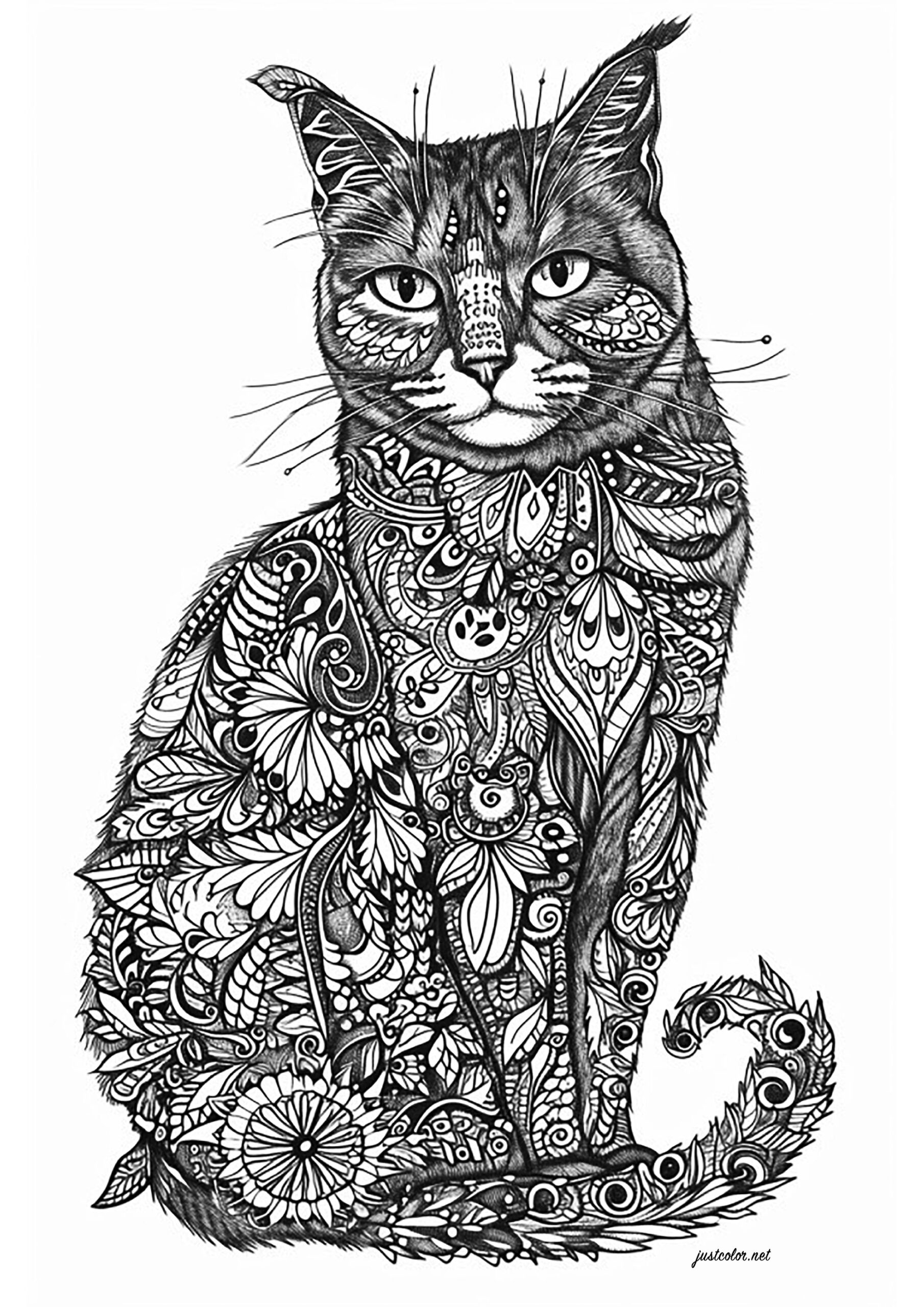 mandala cat coloring pages