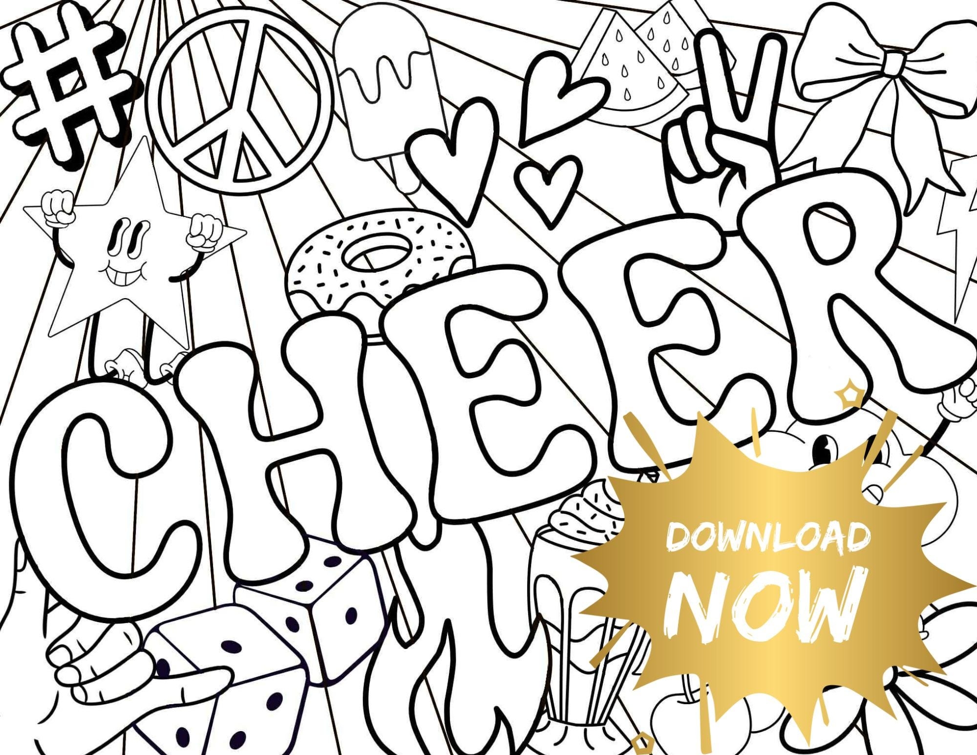 Cheer Coloring Page Etsy