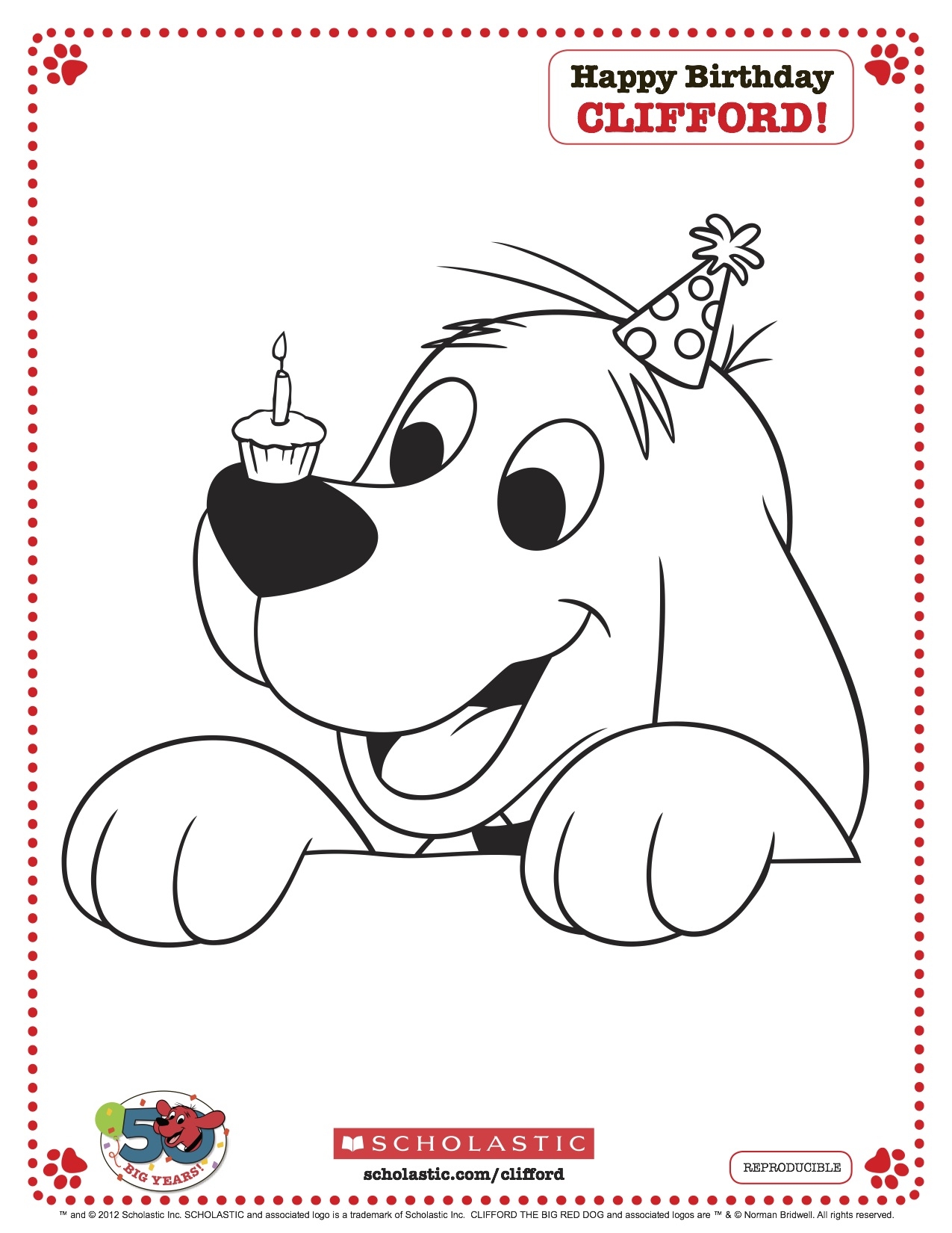 Clifford Printable Birthday Coloring Page From Scholastic Mama Likes This