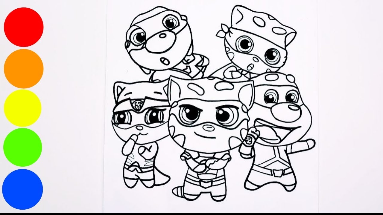 Coloring Talking Tom HEROES Coloring Page YouTube
