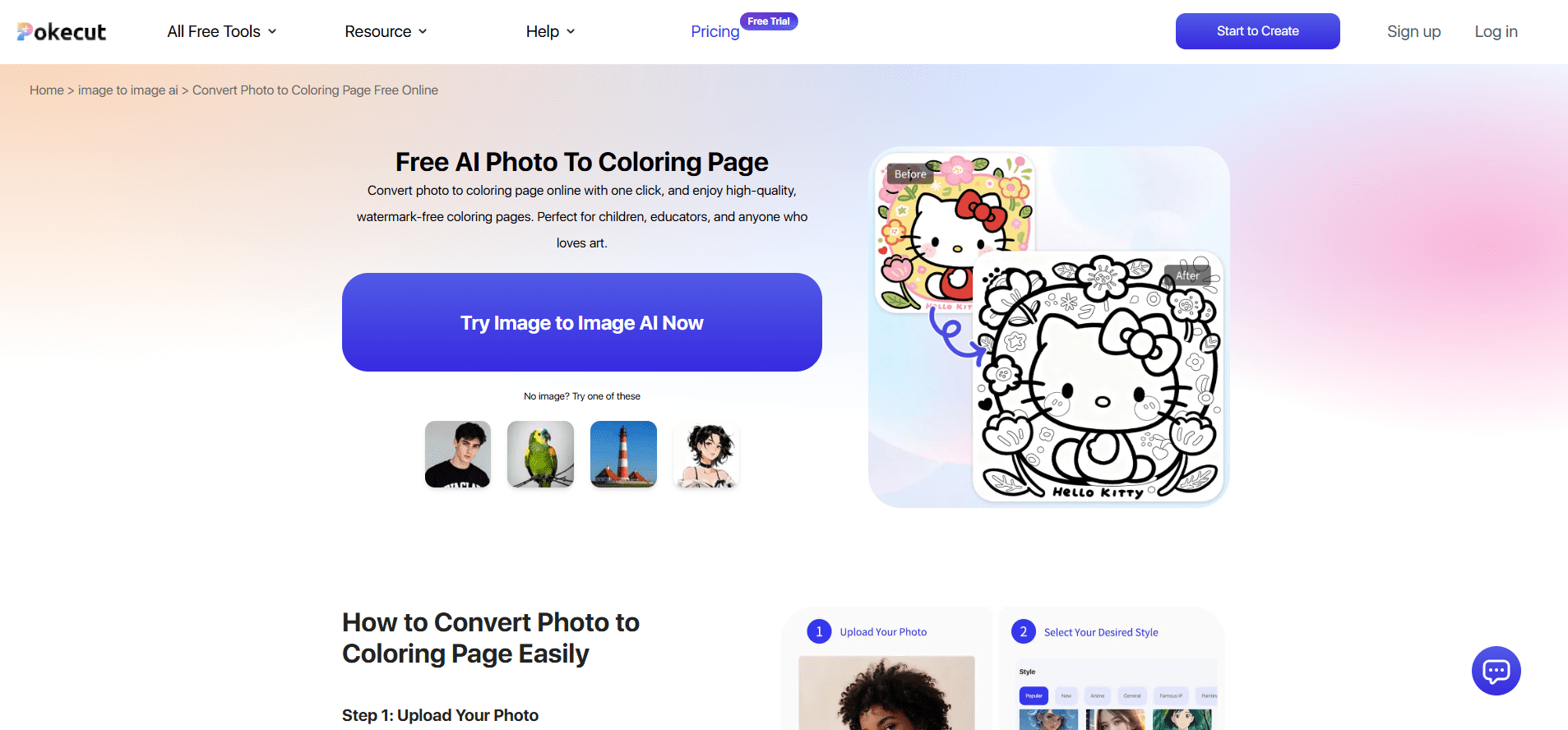 convert photo to coloring page online free