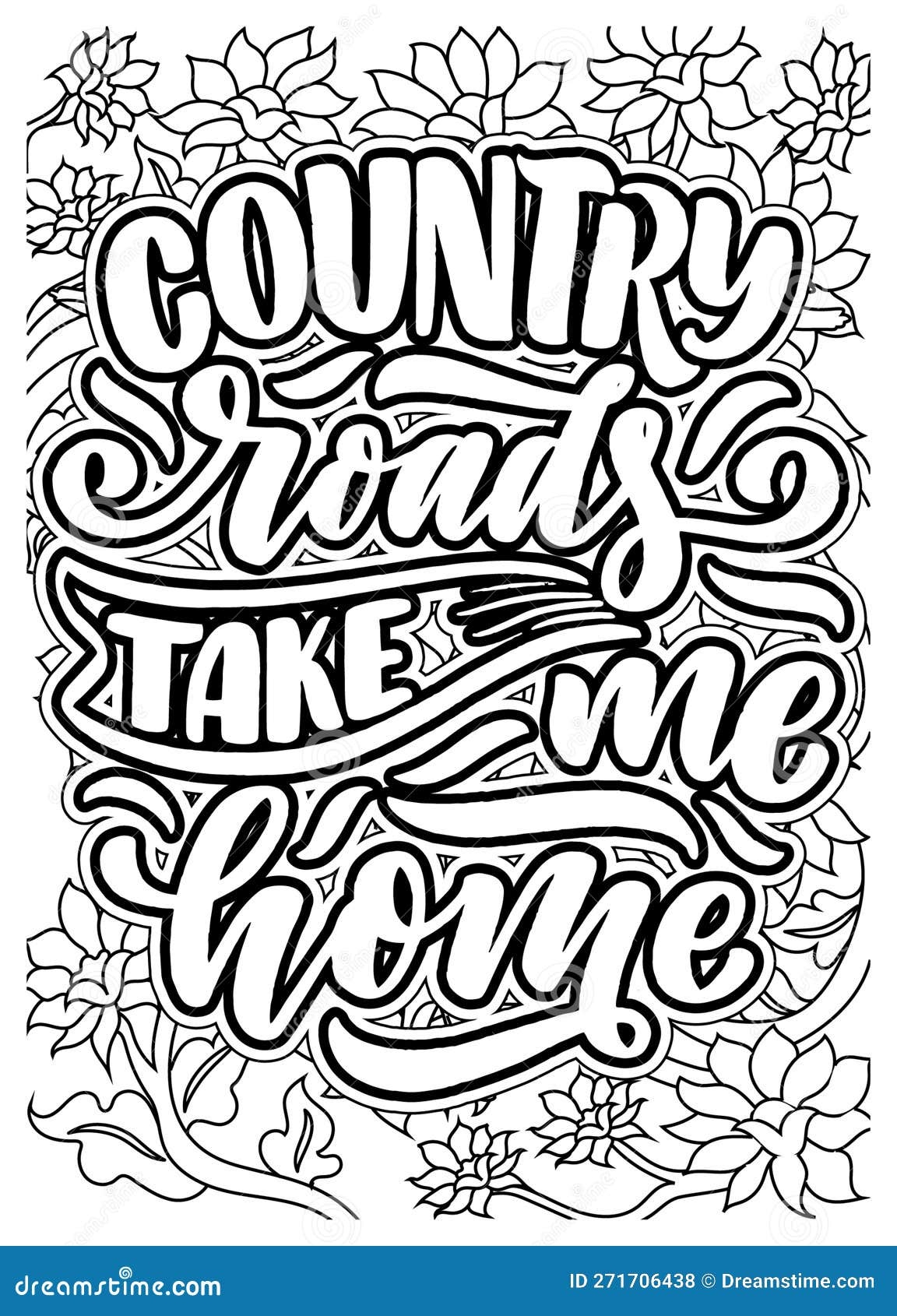 Country Music Inspirational Quote Coloring Pages For Adults Country Music Coloring Page Design Stock Illustration Illustration Of Line Font 271706438