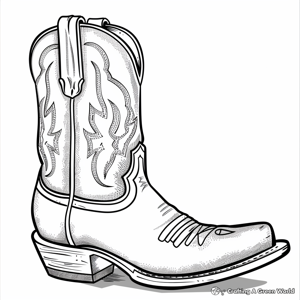 coloring page cowboy boot