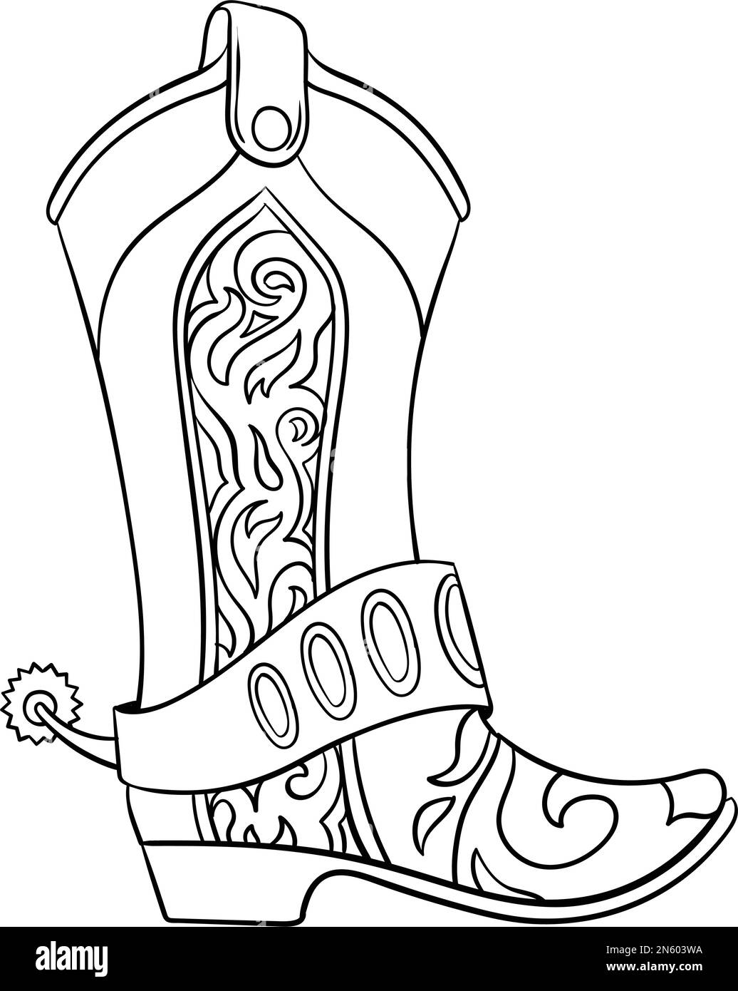Cowboy Boots Isolated Coloring Page For Kids Stock Vector Image Art Alamy