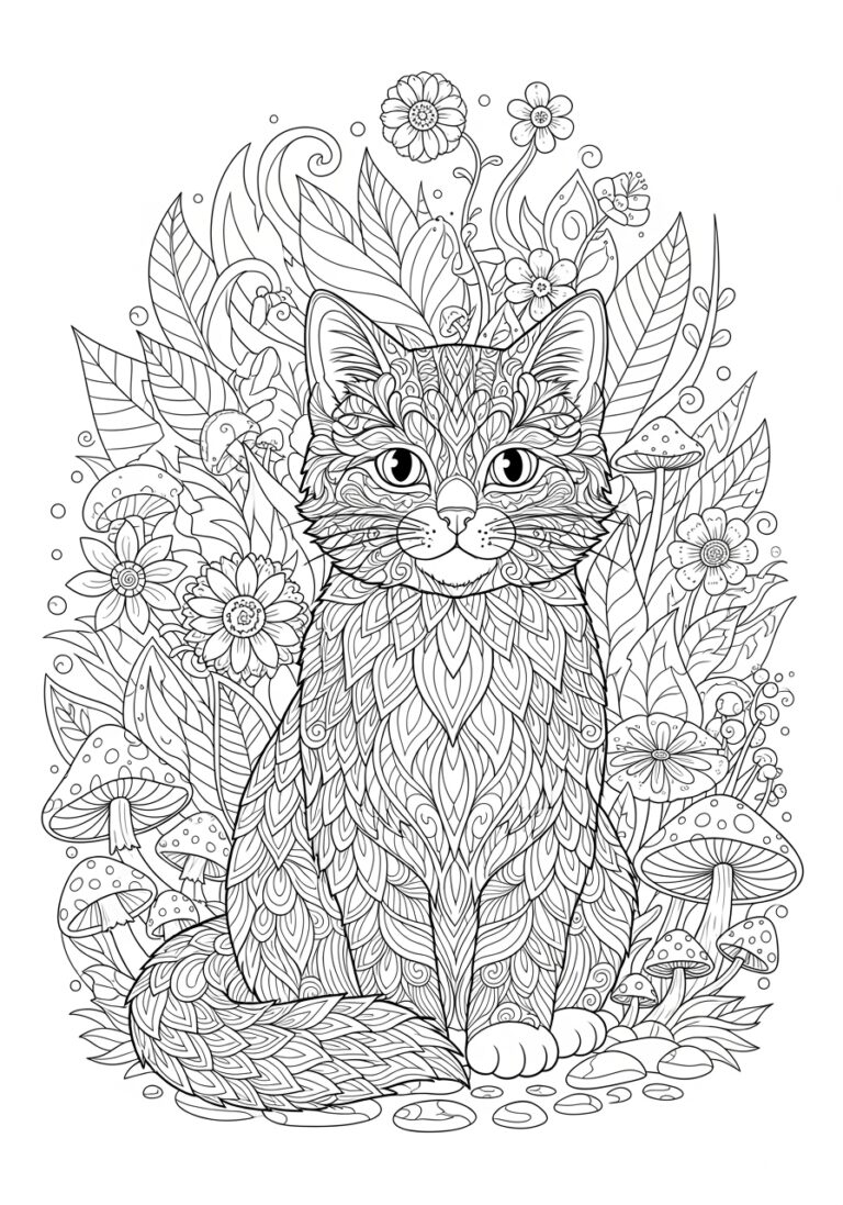 Cute Cat Coloring Pages For Adults Printable Fun