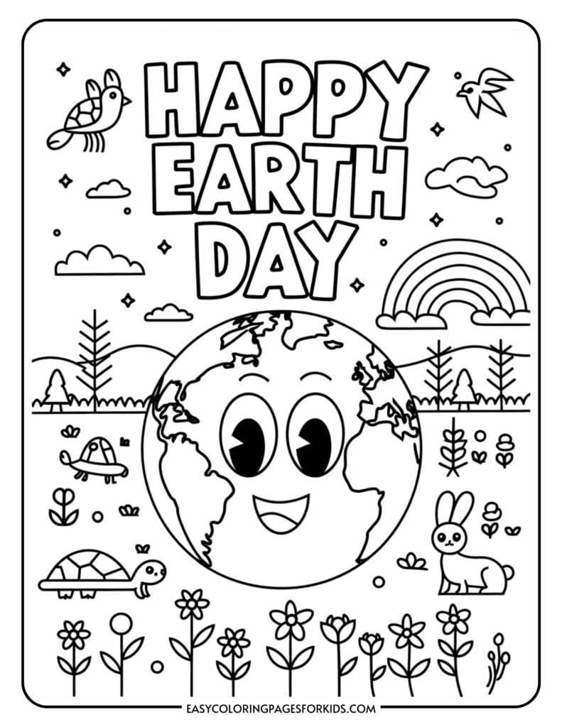 Cute Earth Day Coloring Pages 15 Free Printable PDF Pages Easy Coloring Pages For Kids