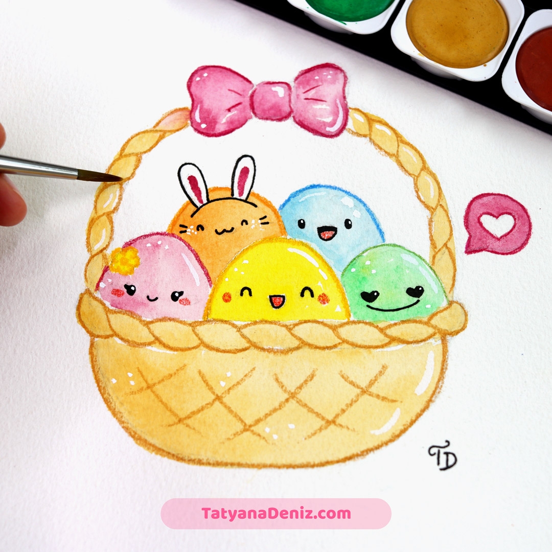 Cute Easter Basket Drawing Tutorial With VIDEO Tatyana Deniz