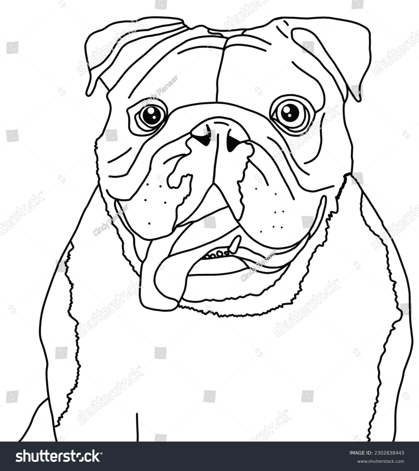 Cute English Bulldog Coloring Picture Stock Illustration 2302838443 Shutterstock