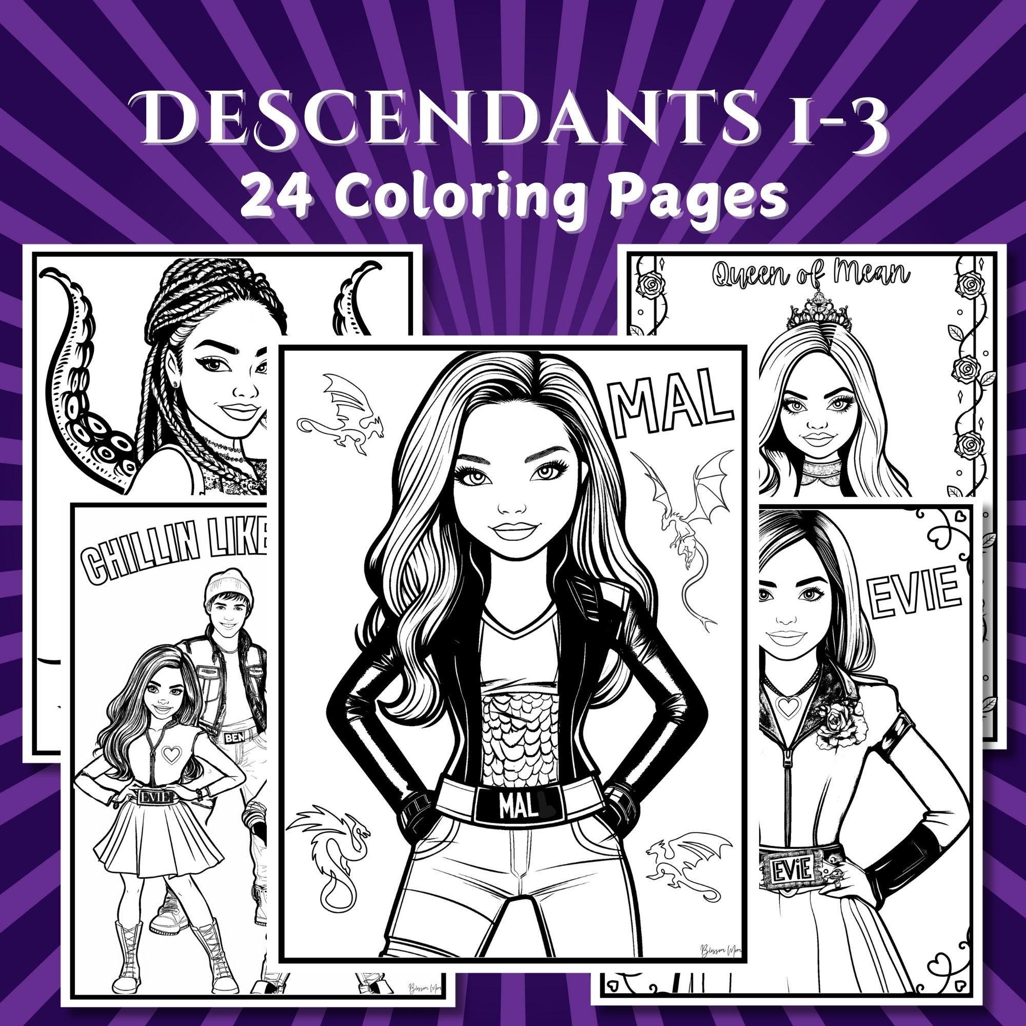 descendants movie coloring pages