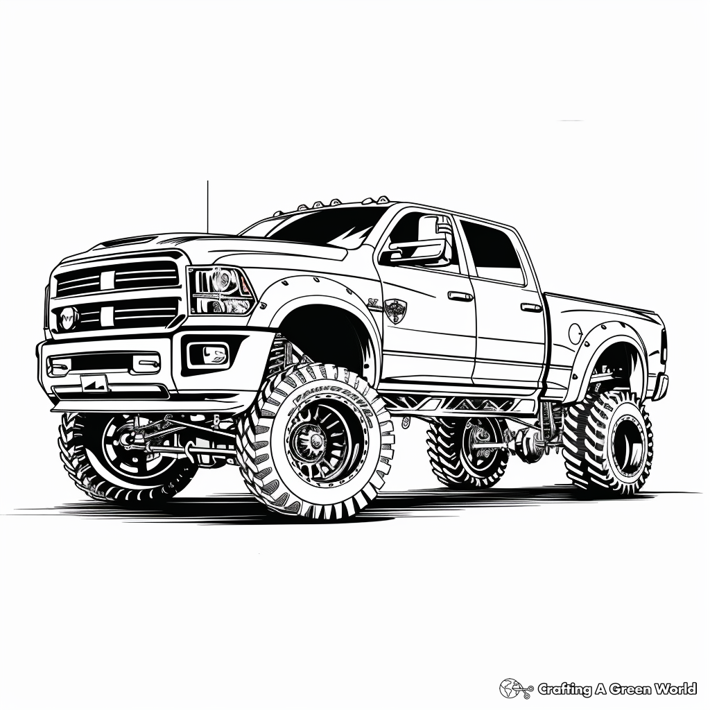 Diesel Truck Lifted Truck Coloring Pages Free Printable 