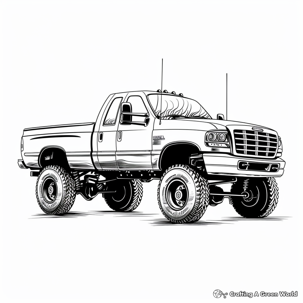 Diesel Truck Lifted Truck Coloring Pages Free Printable 