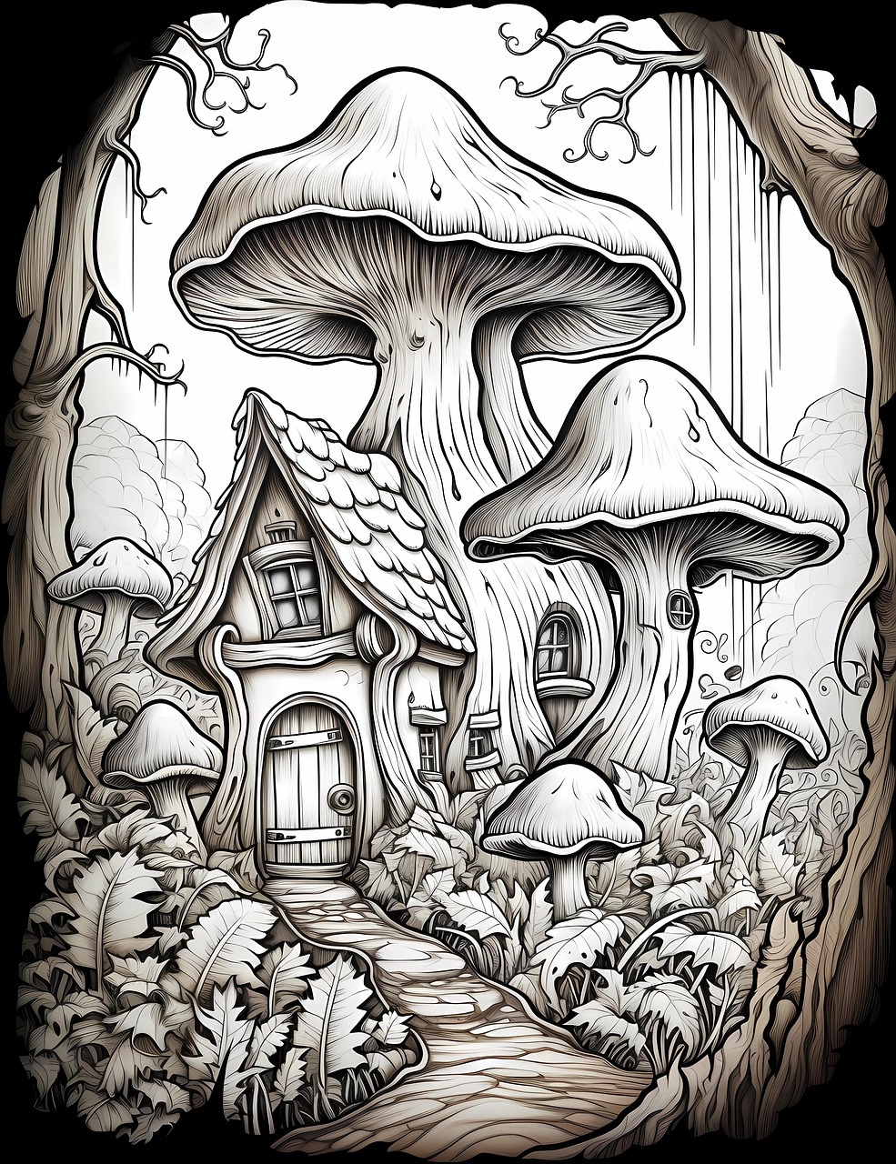 Download Ai Generated Coloring Page Fairy House Royalty Free Stock Illustration Image Pixabay