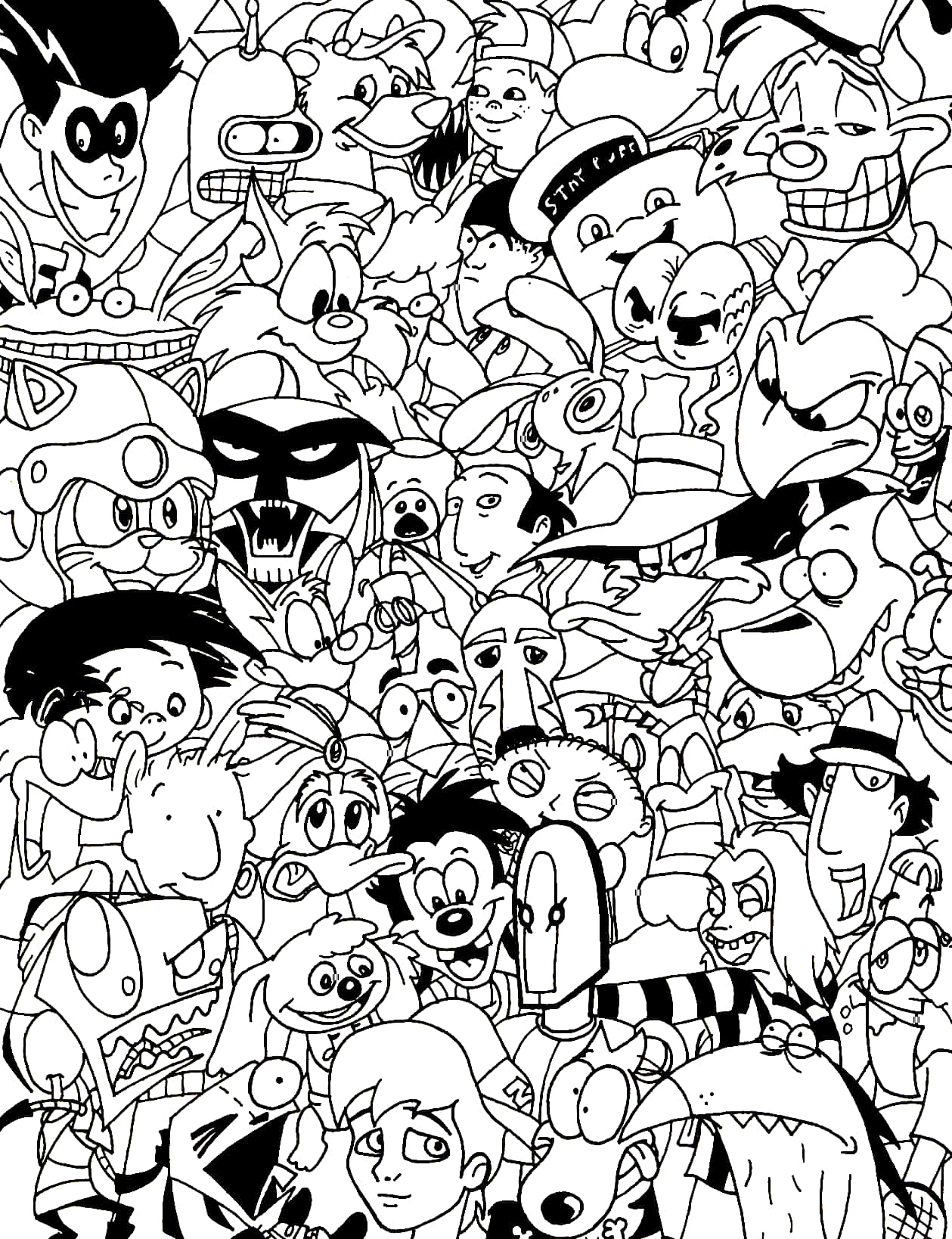 cartoon character coloring pages