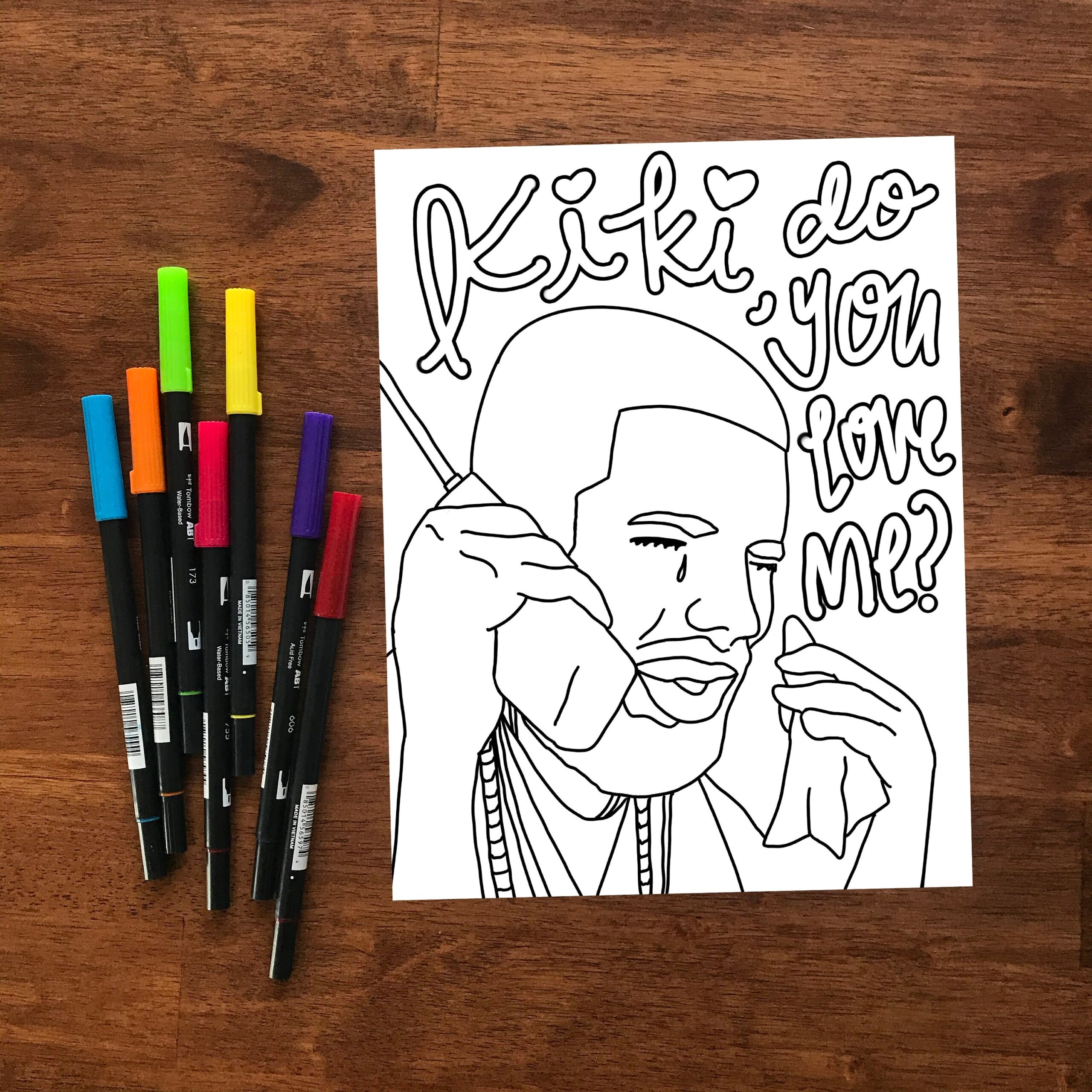 Drake in My Feelings Inspired Coloring Sheet Instant Digital Download Etsy