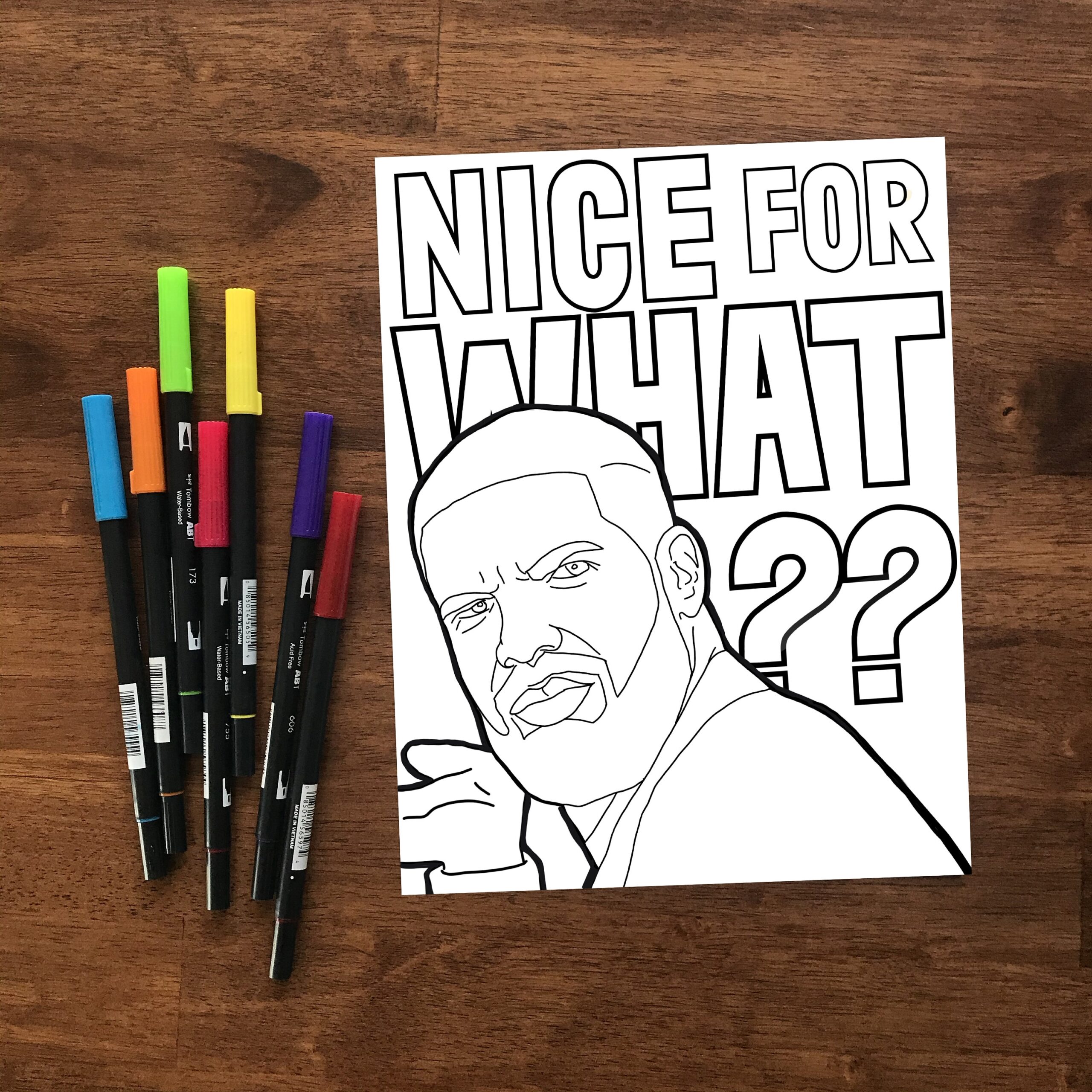 Drake nice For What Inspired Coloring Sheet Instant Digital Download Etsy