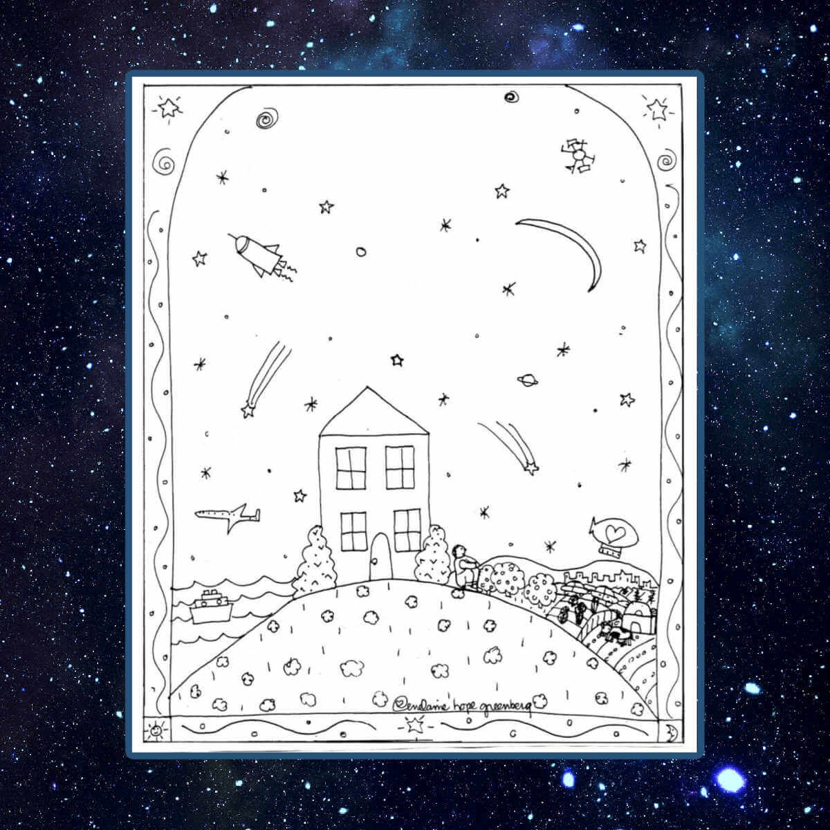 Dreamy Starry Night Coloring Page Dreamy Starry Night Coloring Page