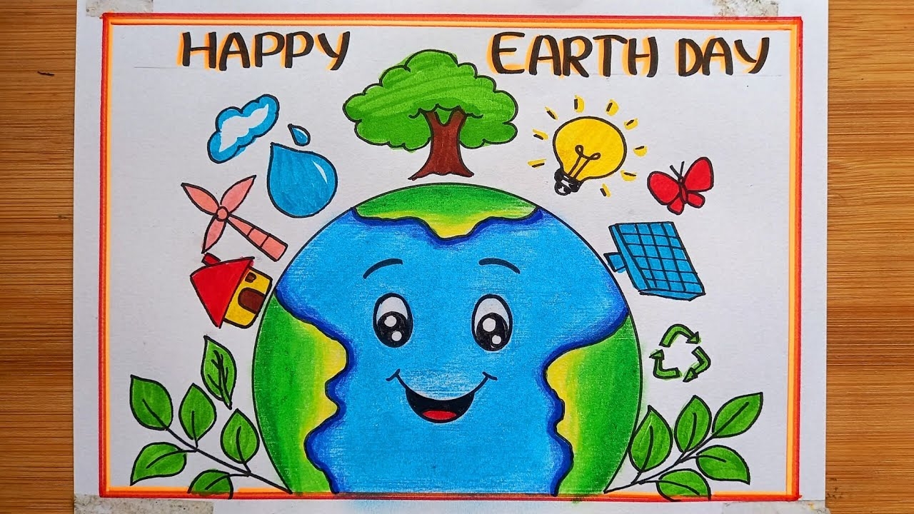 Earth Day Drawing Happy Earth Day Drawing World Earth Day Poster Drawing Easy Steps For Beginners YouTube