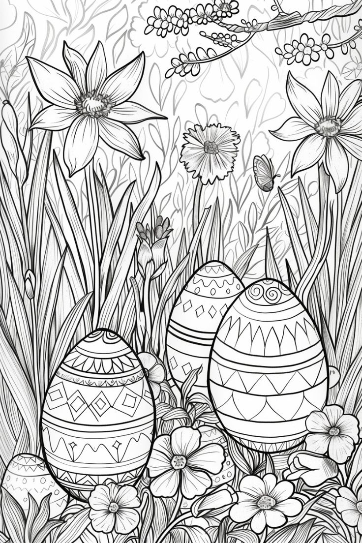 coloring pages easter eggs