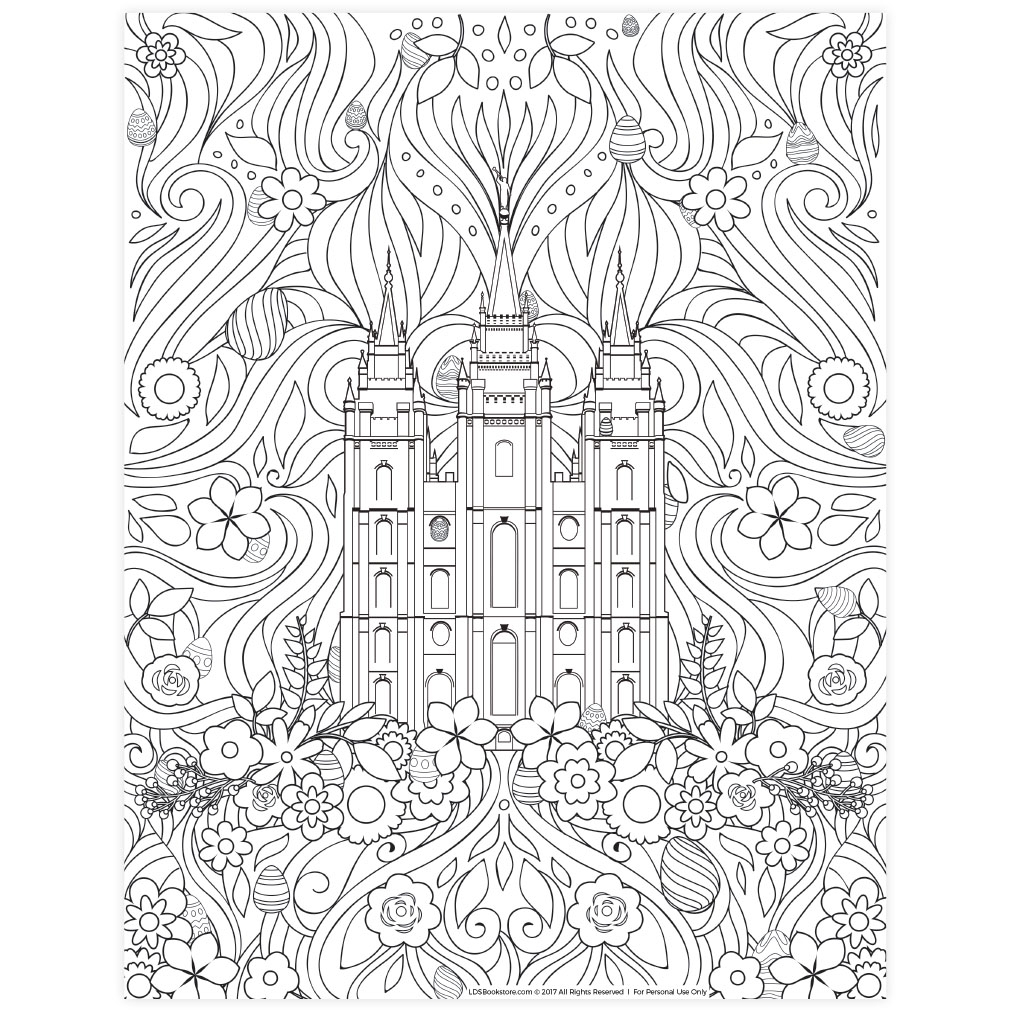 Easter Salt Lake Temple Coloring Page Digital Download In LDS Coloring Pages On LDSBookstore
