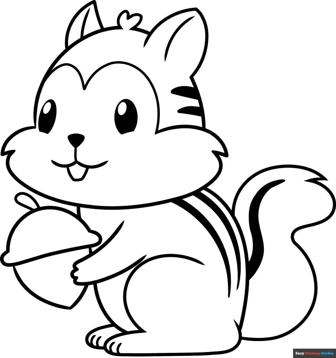 Easy Cartoon Chipmunk Coloring Page Easy Drawing Guides Easy Cartoon Chipmunk Coloring Page Easy Drawing Guides