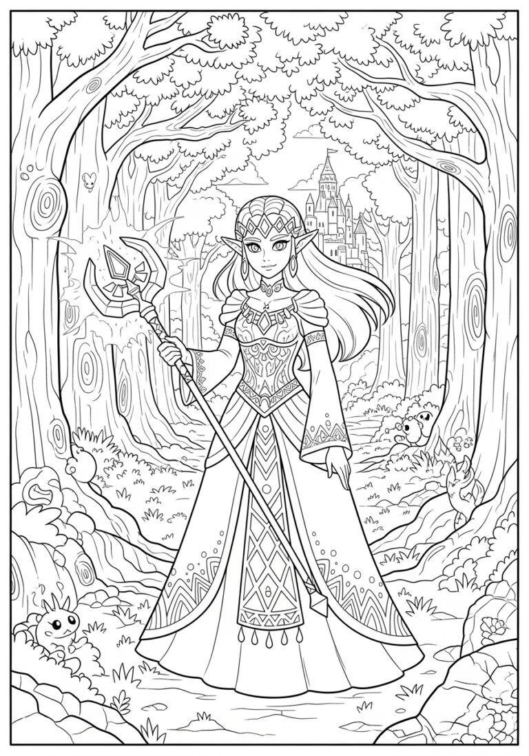 Enchanting Princess Zelda Coloring Page For Kids