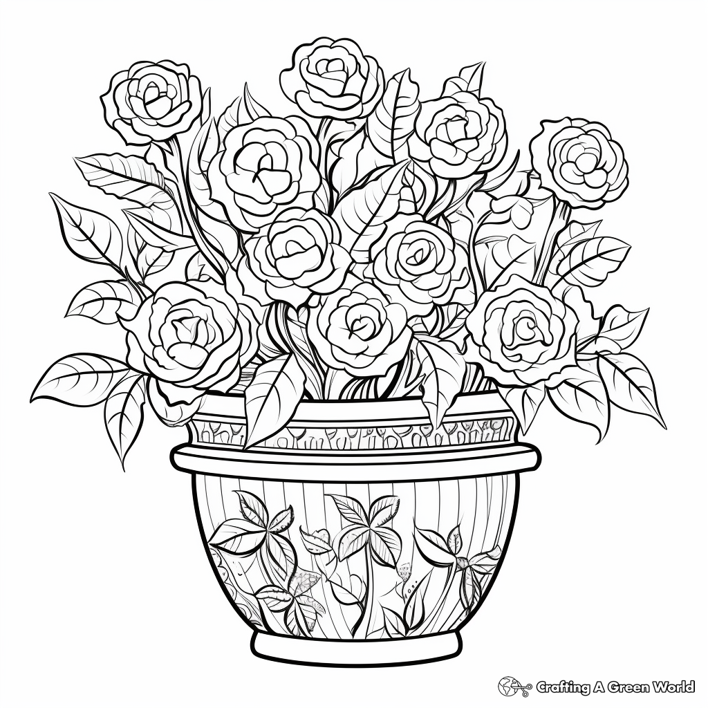 Flower Pot Coloring Pages Free Printable 