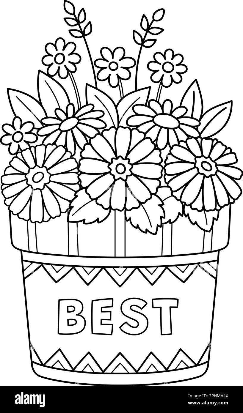Flower Pot Isolated Coloring Page For Kids Stock Vector Image Art Alamy